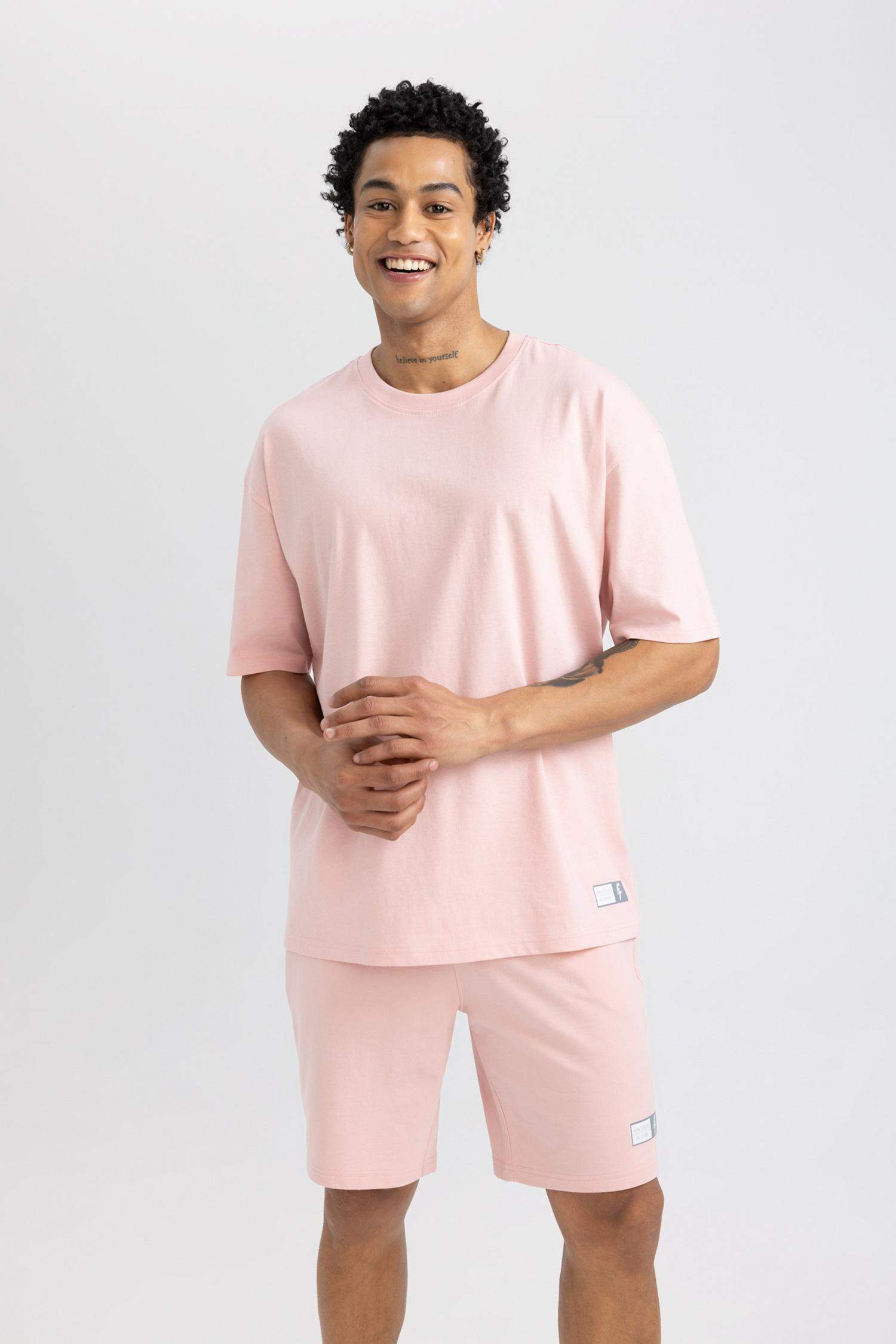 تي شيرت محبوك اوفر سايز من DeFactoFit