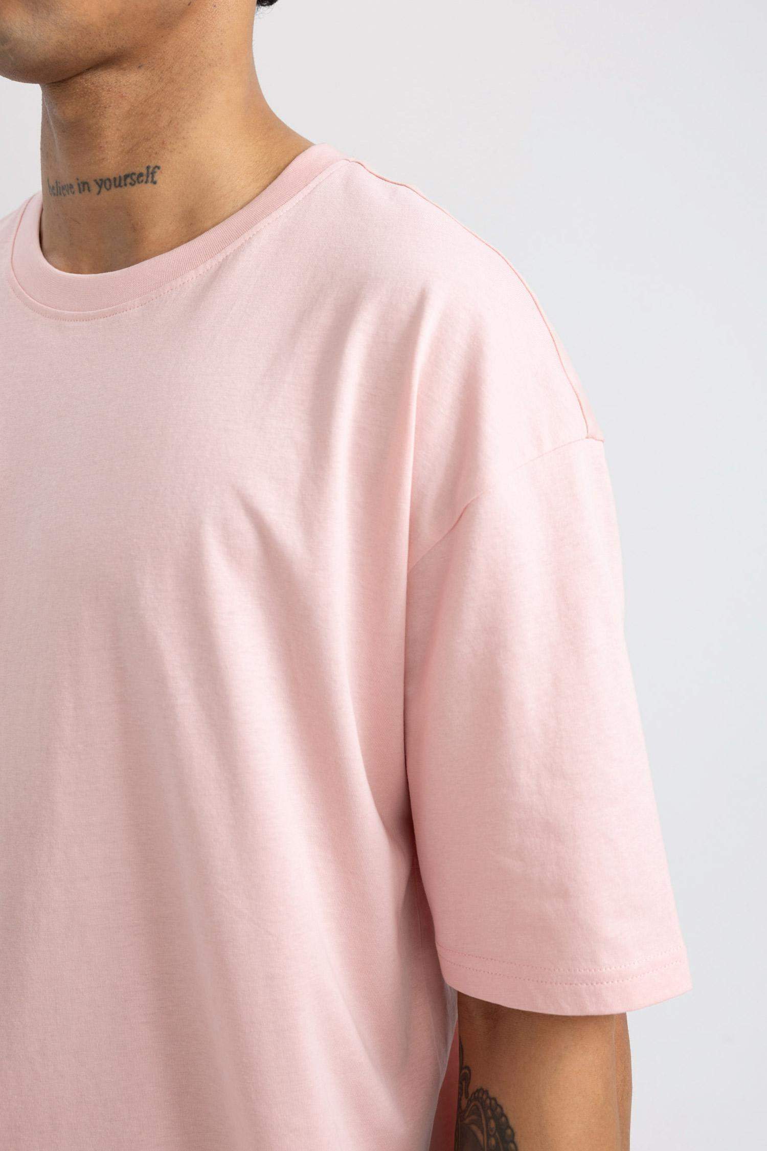 تي شيرت محبوك اوفر سايز من DeFactoFit