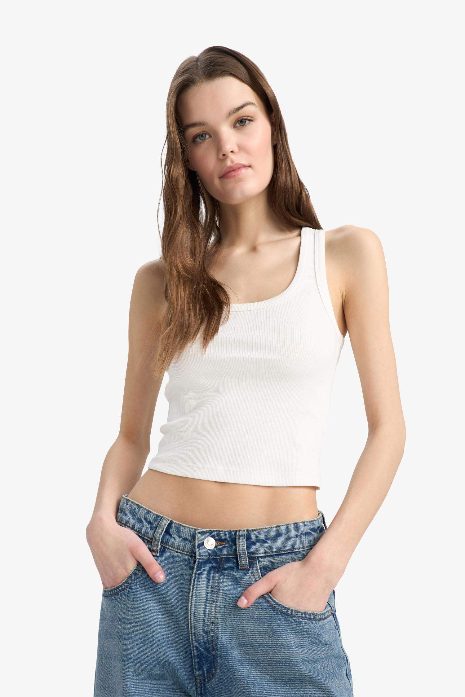 تانك توب مضلع مخصر برقبة U