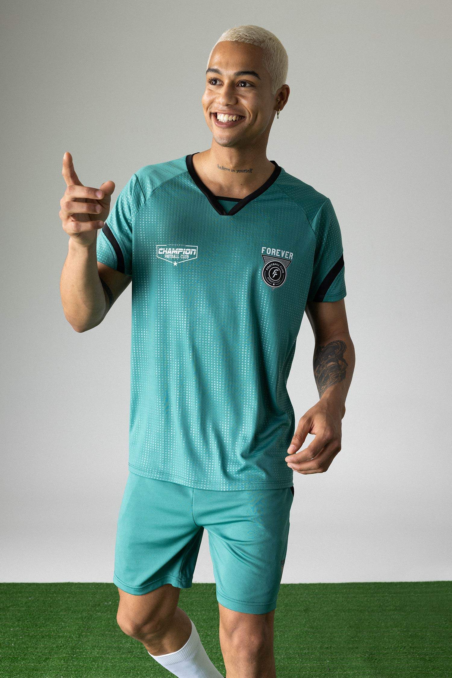 DeFactoFit Standard Fit Collar Printed Sports T-Shirt