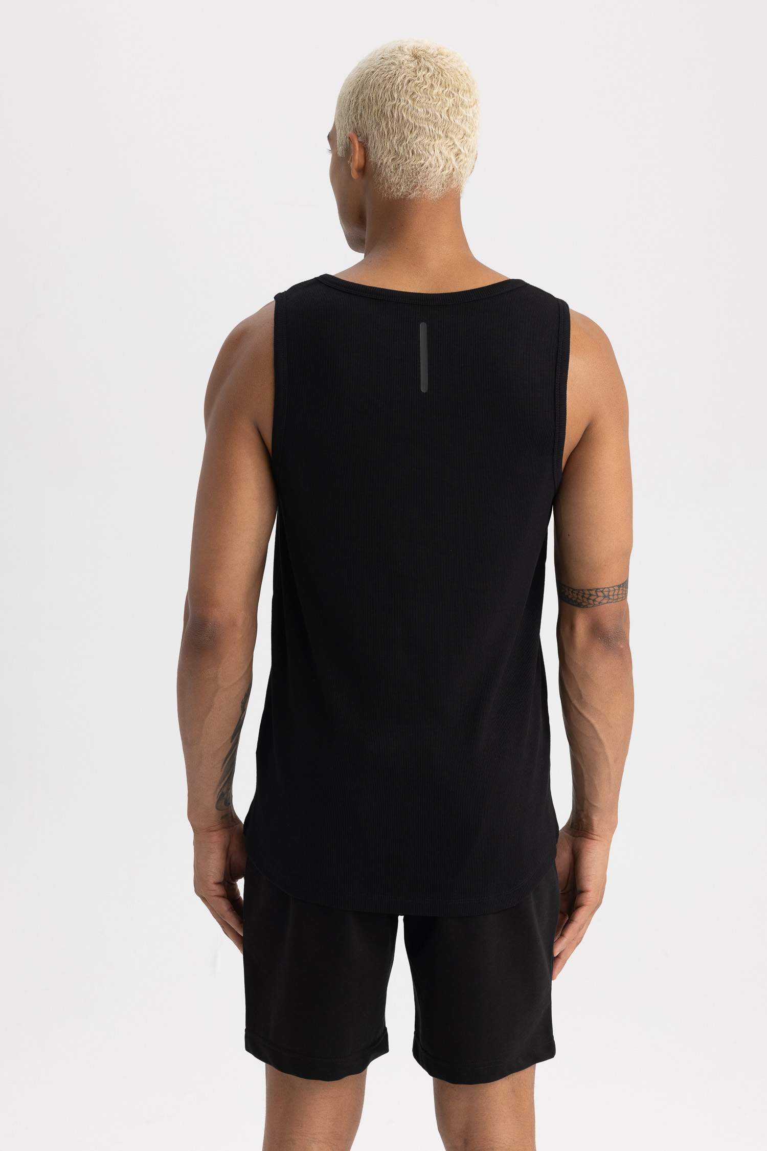 Slim Fit Dar Kesim Baskılı Bisiklet Yaka Ribana Atlet