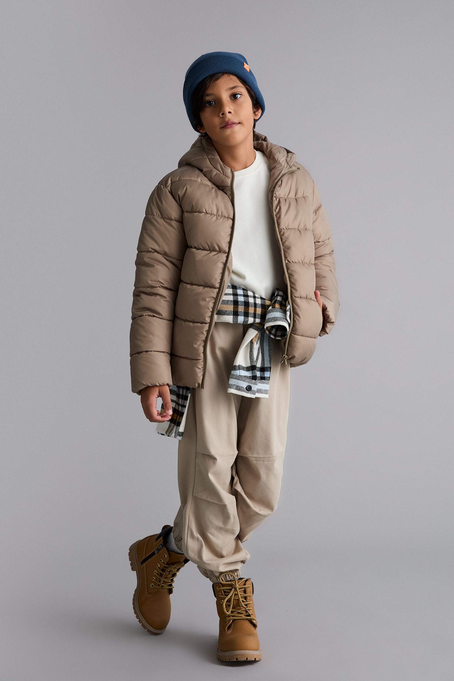 Boy Waterproof Hooded Zippered Puffer Jacket