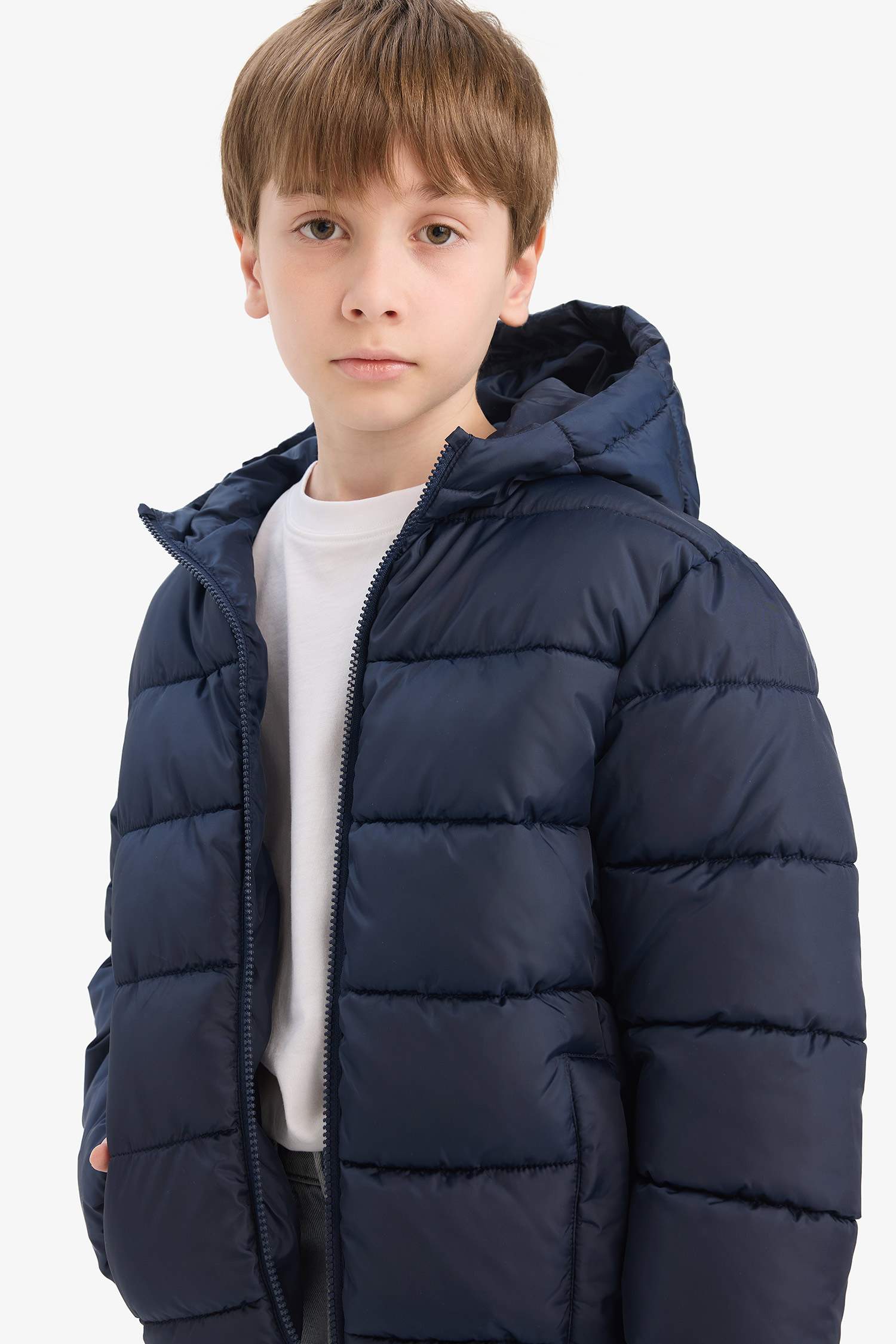 Boy Waterproof Hooded Zippered Puffer Jacket