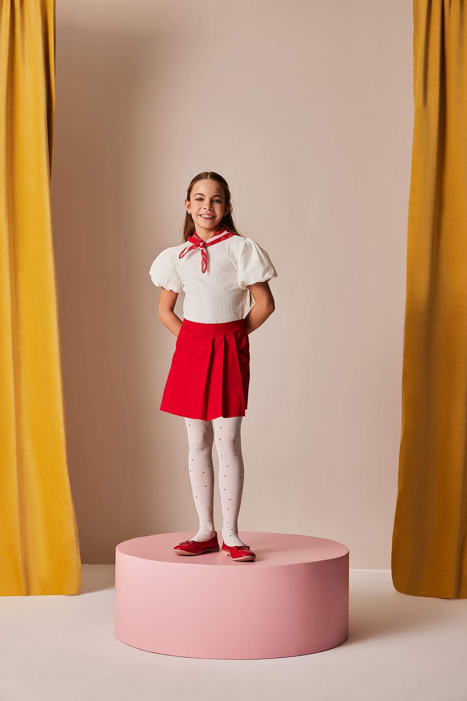 تنورة-شورت بنات من جبردين أحمر