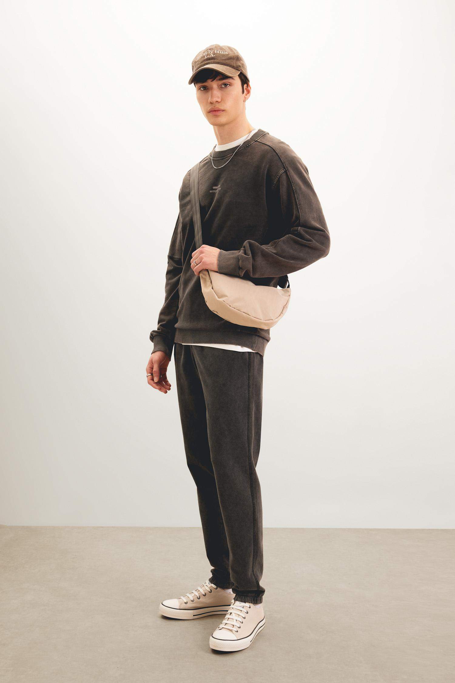 Jogging en coton effet délavé à poches Coupe régulière