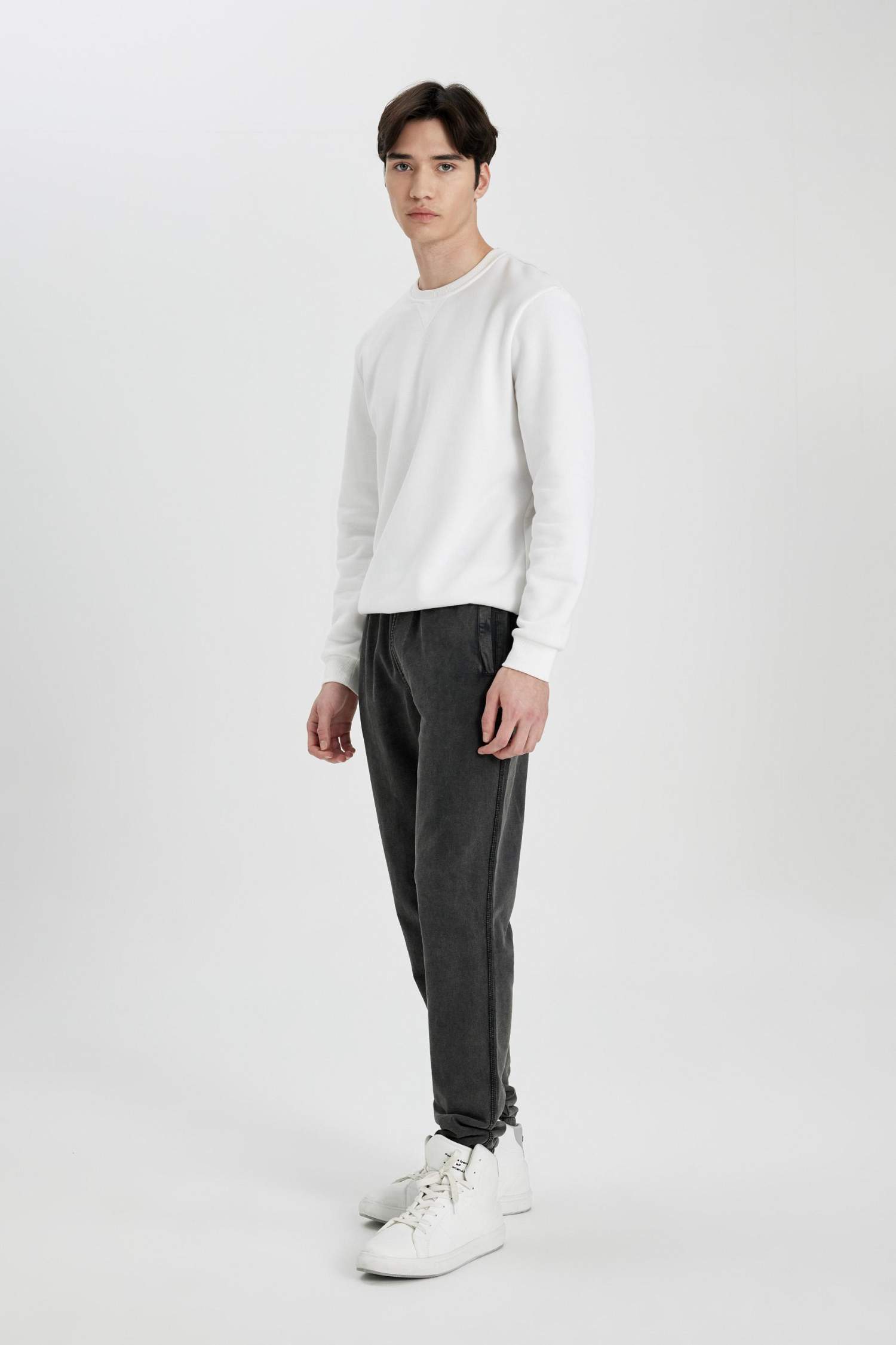 Jogging en coton effet délavé à poches Coupe régulière