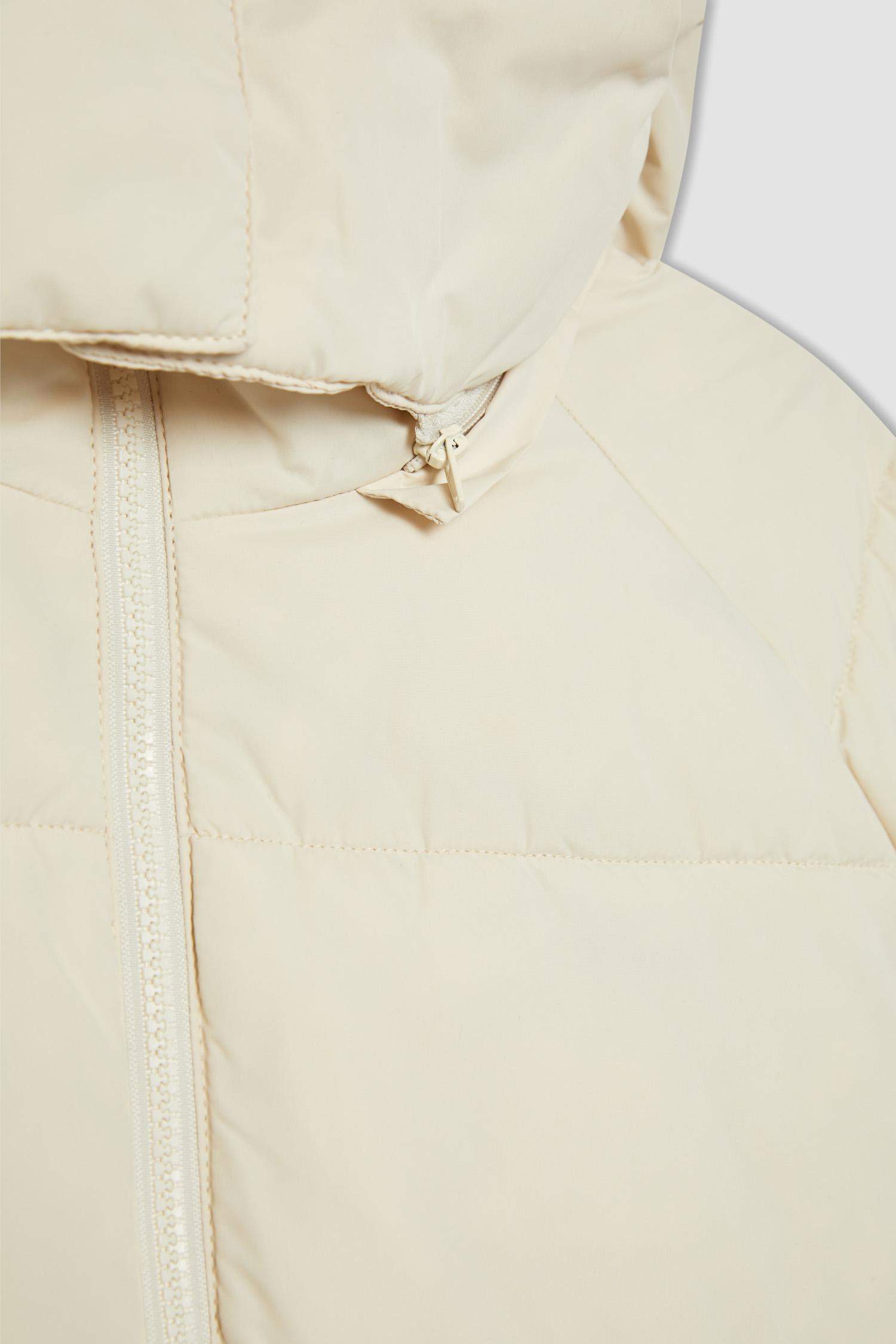 Su İtici Şişme Mont Oversize Geniş Kalıp Kapüşonlu İçi Suni Kürklü Fermuarlı Cepli