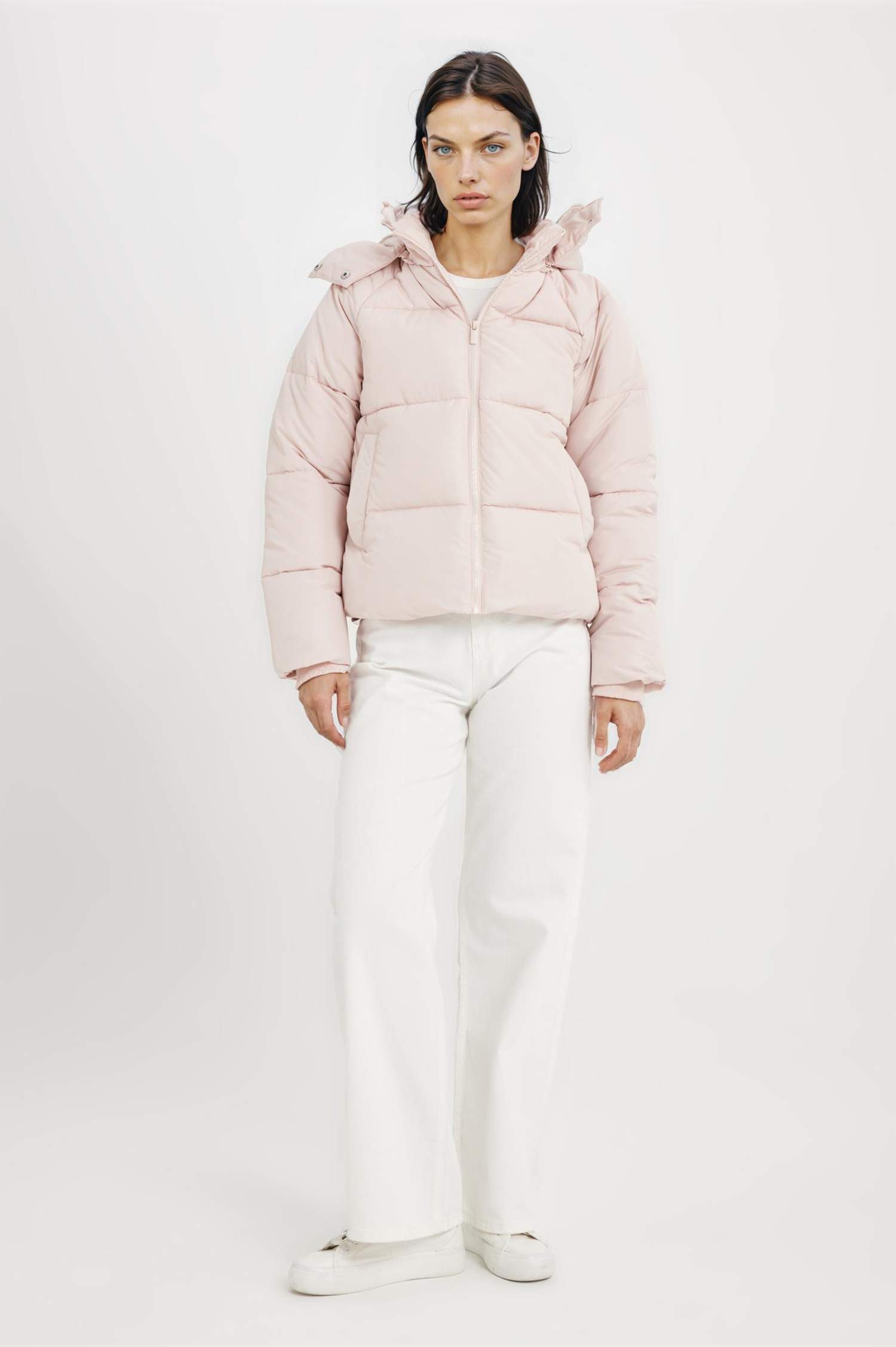 Su İtici Puffer Şişme Mont Oversize Geniş Kalıp Kapüşonlu İçi Suni Kürklü Fermuarlı Cepli