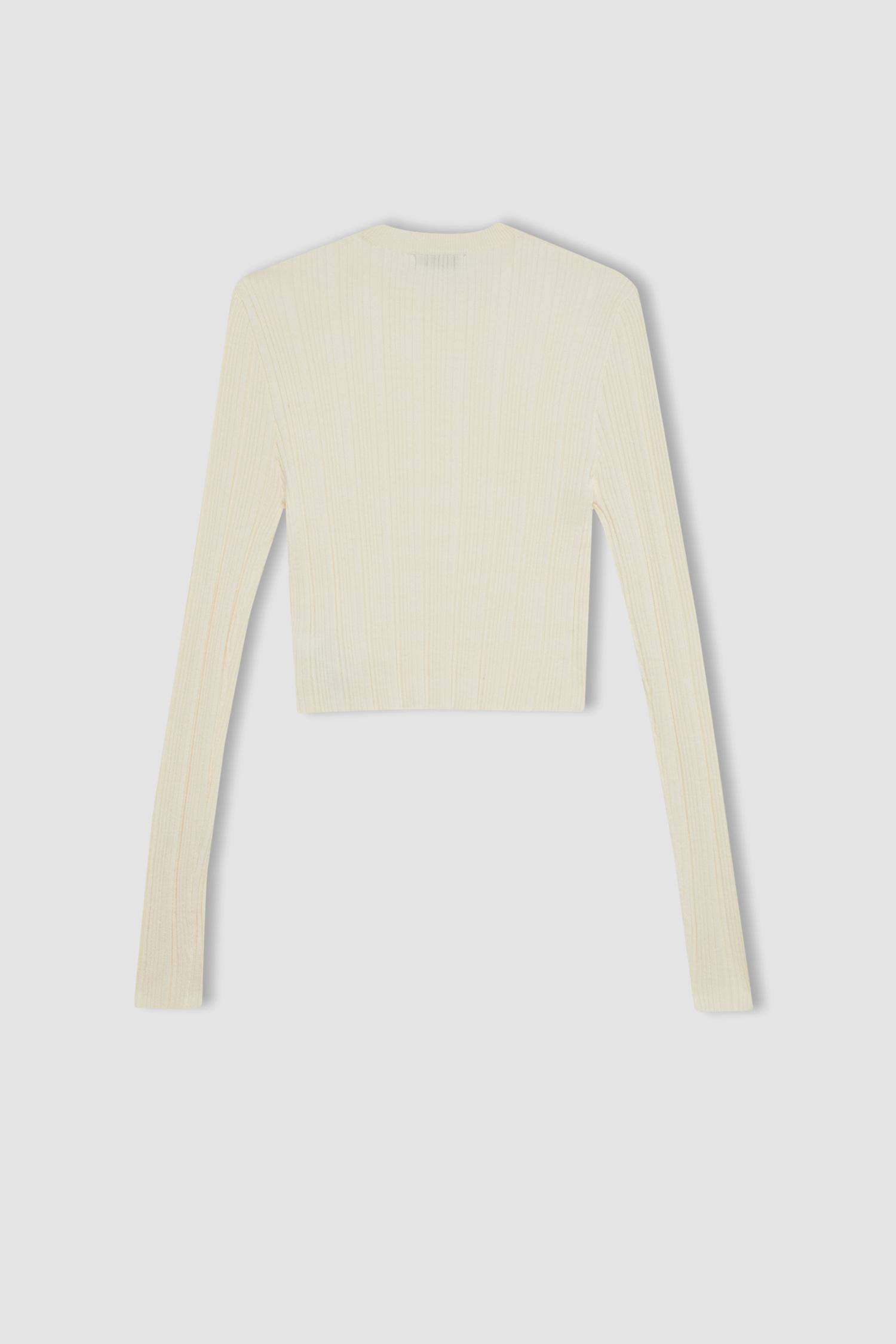 Slim Fit Dar Kesim Bisiklet Yaka Triko Kazak