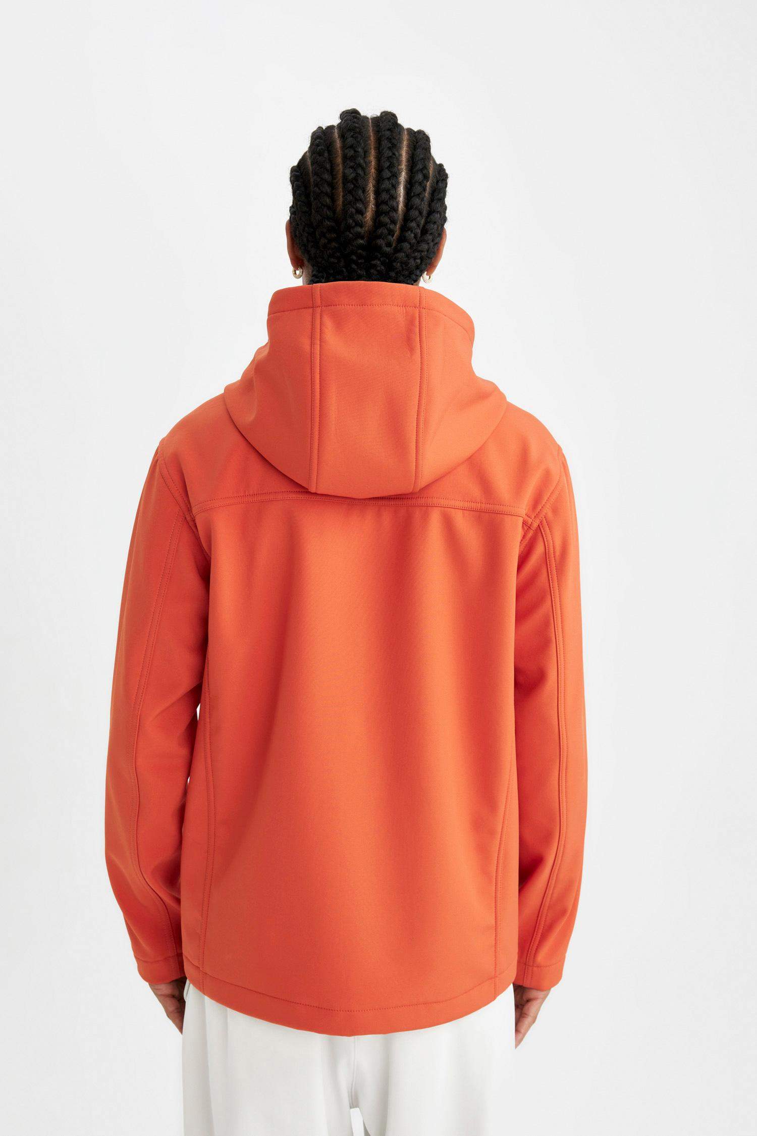 Su İtici Softshell Polar Regular Fit Kapüşonlu Fermuarlı Mevsimlik Baharlık Yağmurluk