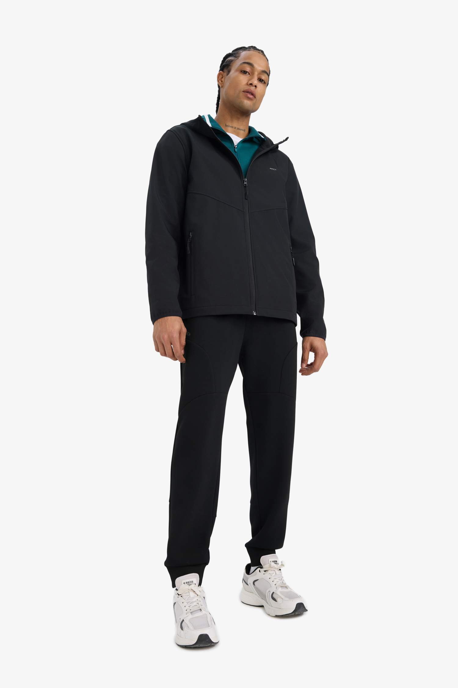 Su İtici Softshell Polar Regular Fit Kapüşonlu Fermuarlı Mevsimlik Baharlık Yağmurluk