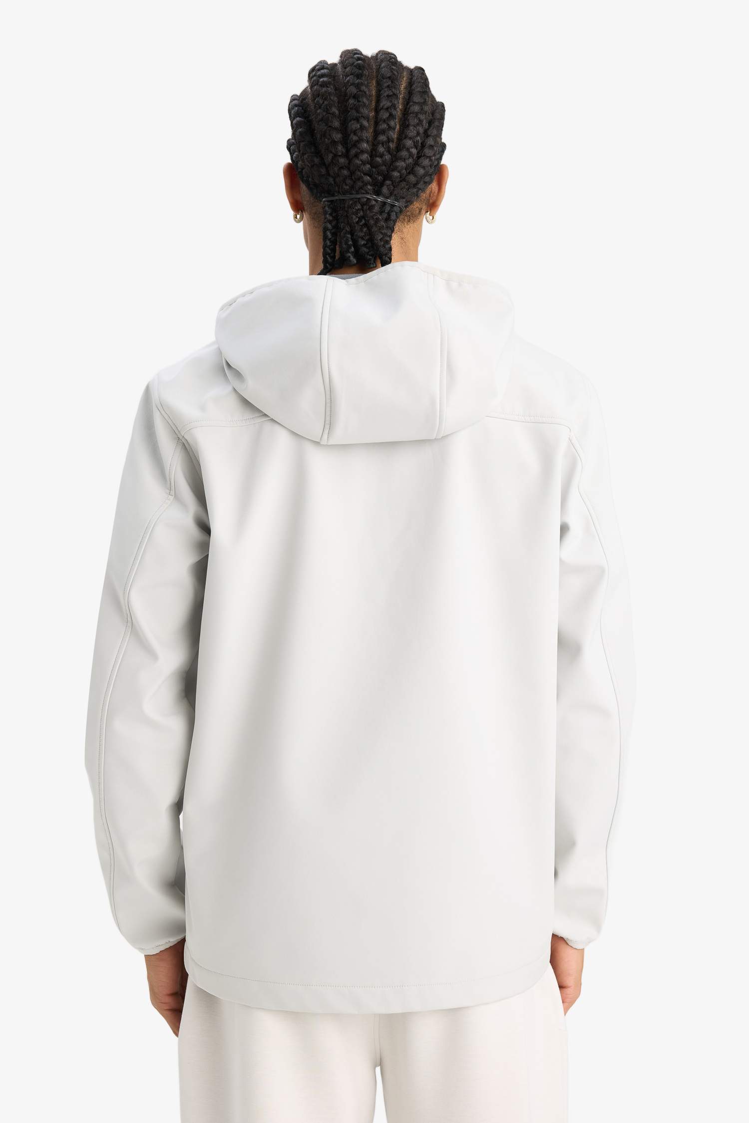 Водоотталкивающий дождевик DeFactoFit Regular Fit с капюшоном, молнией и из материала софтшелл