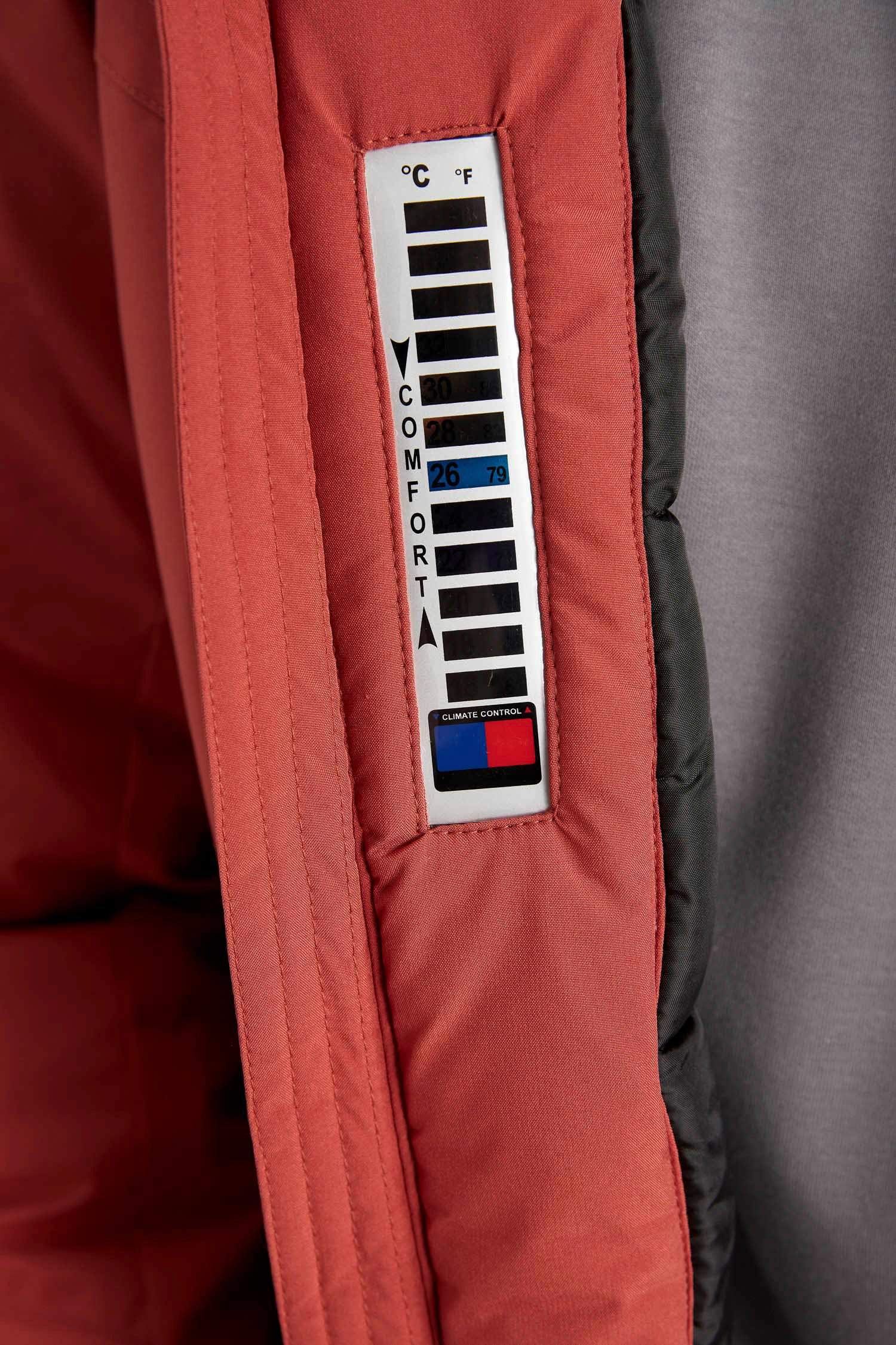 DeFactoFit Su İtici Termometreli Slim Fit Dar Kesim Polar Kapüşonlu Fermuarlı Kışlık Mont