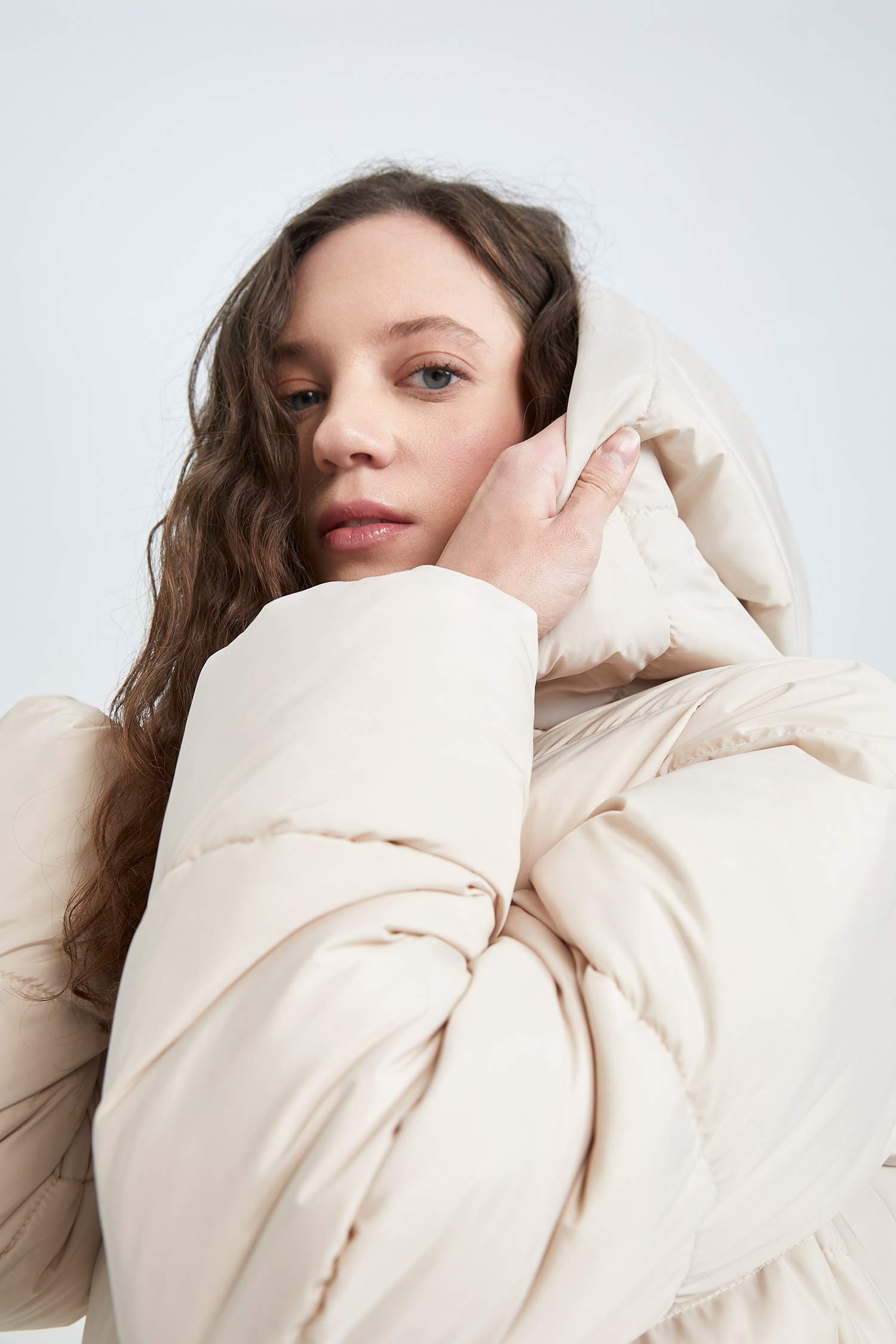 Beige WOMEN Waterproof Standard Fit Hooded Thick Parka Coat 2772031 DeFacto