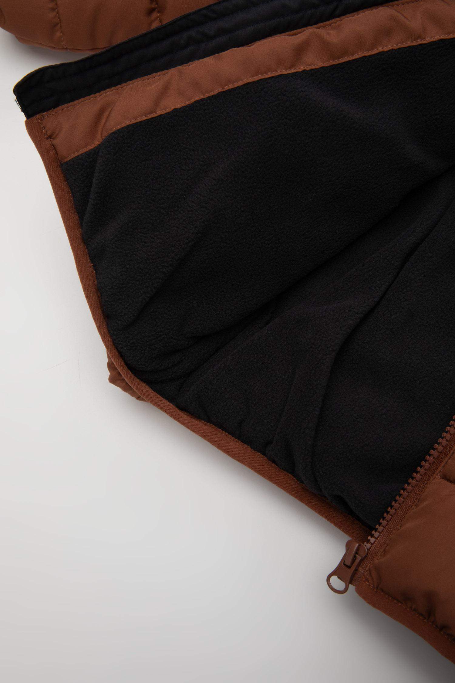 Erkek Bebek Su Geçirmez Polar Astarlı Blok Renk Desenli Kapüşonlu Fermuarlı Şişme Mont