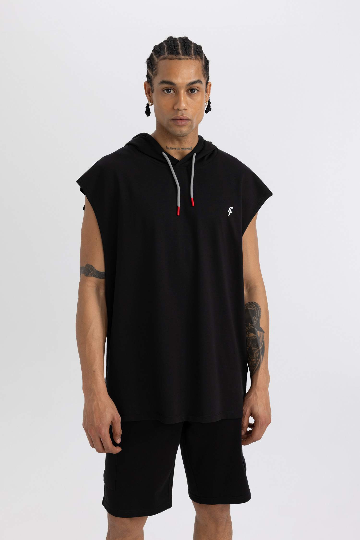 DeFactoFit Oversize Fit Printed Hooded Tank Top