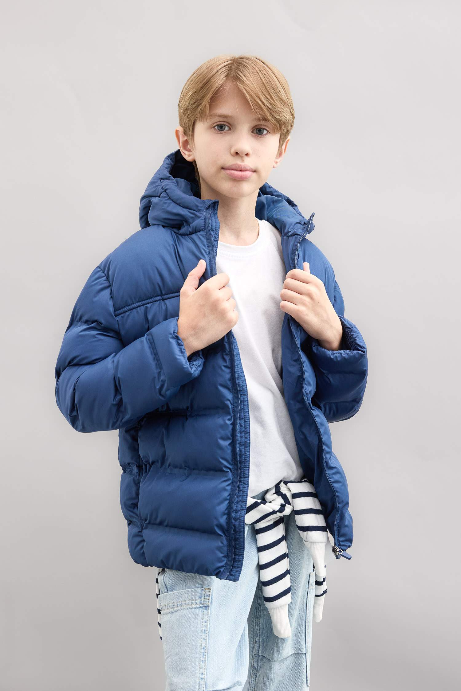 Erkek Çocuk Su Geçirmez Kapüşonlu Mont