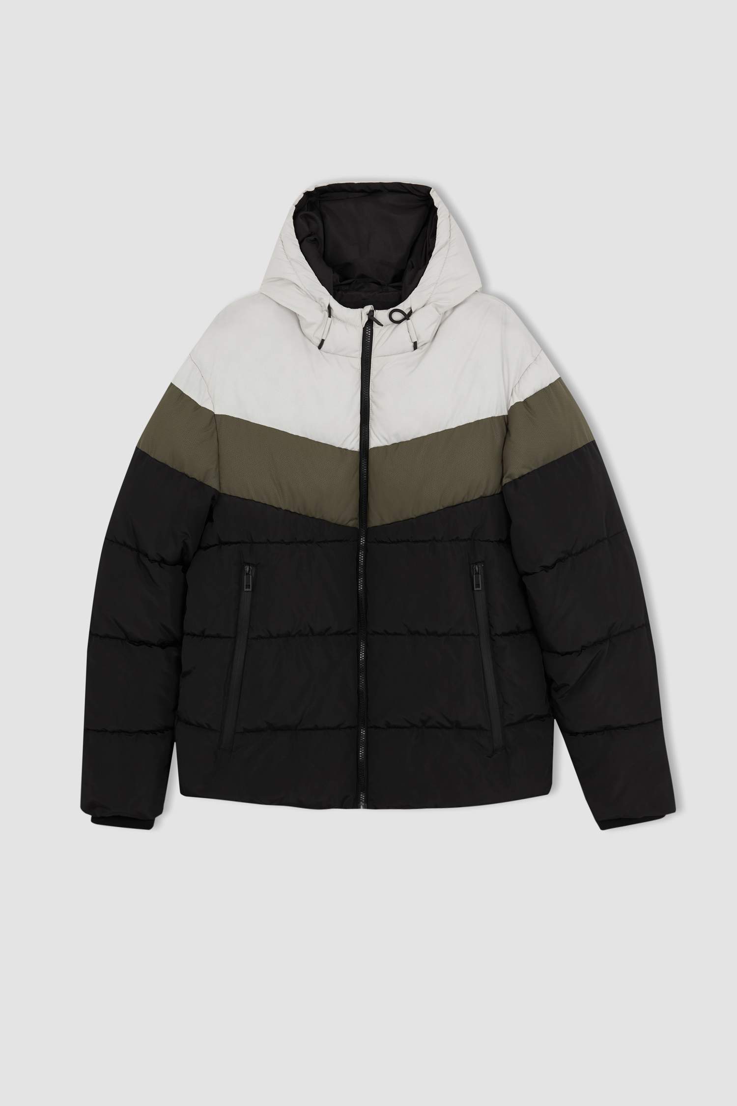 Su İtici Şişme Mont Kapüşonlu Fermuarlı Çift Cepli