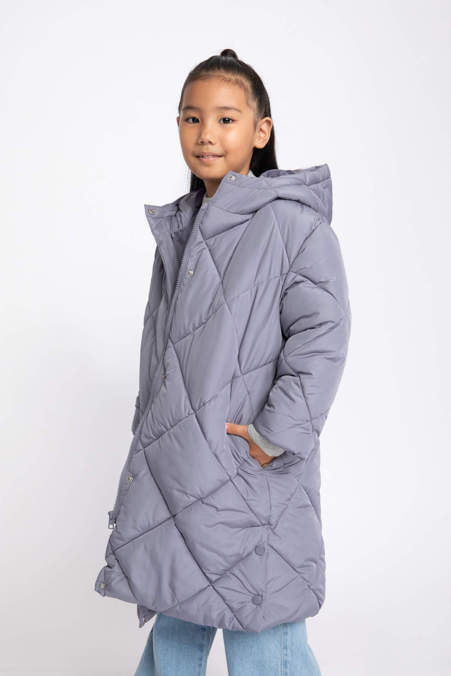 قمصلة نفخ بناتي طويل بغطاء للرأس