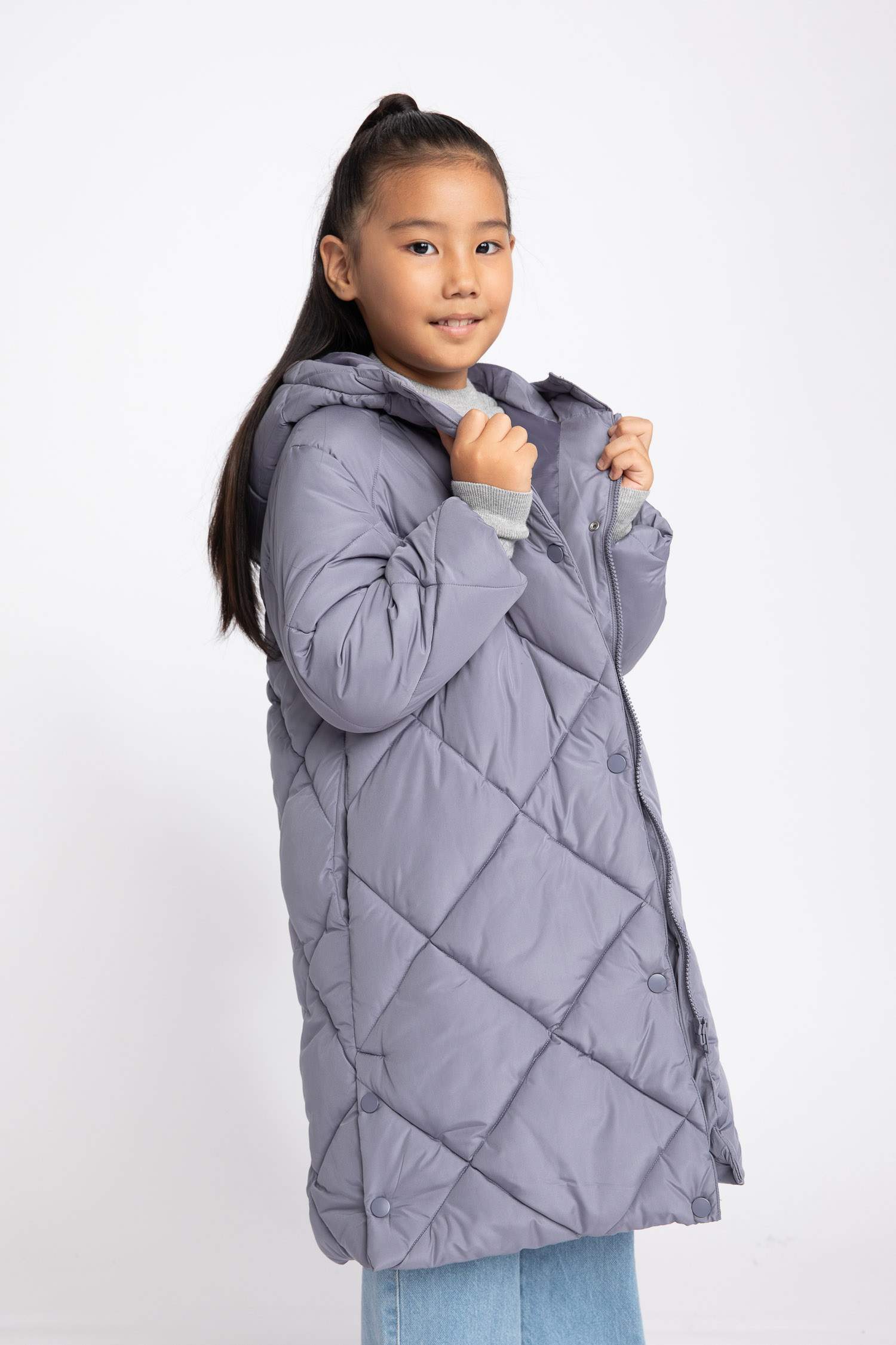 قمصلة نفخ بناتي طويل بغطاء للرأس