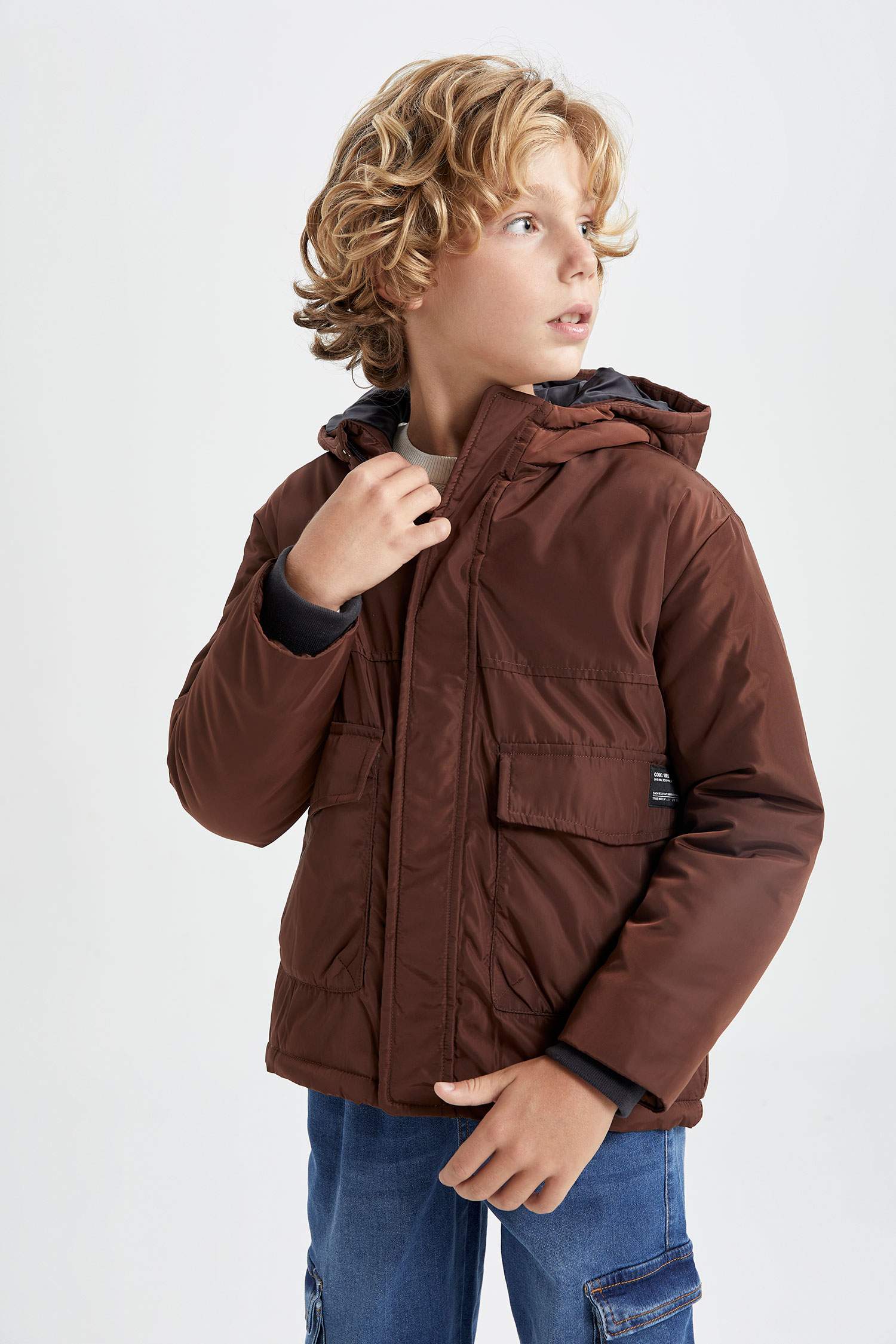 Erkek Çocuk Su İtici Kapüşonlu Mont