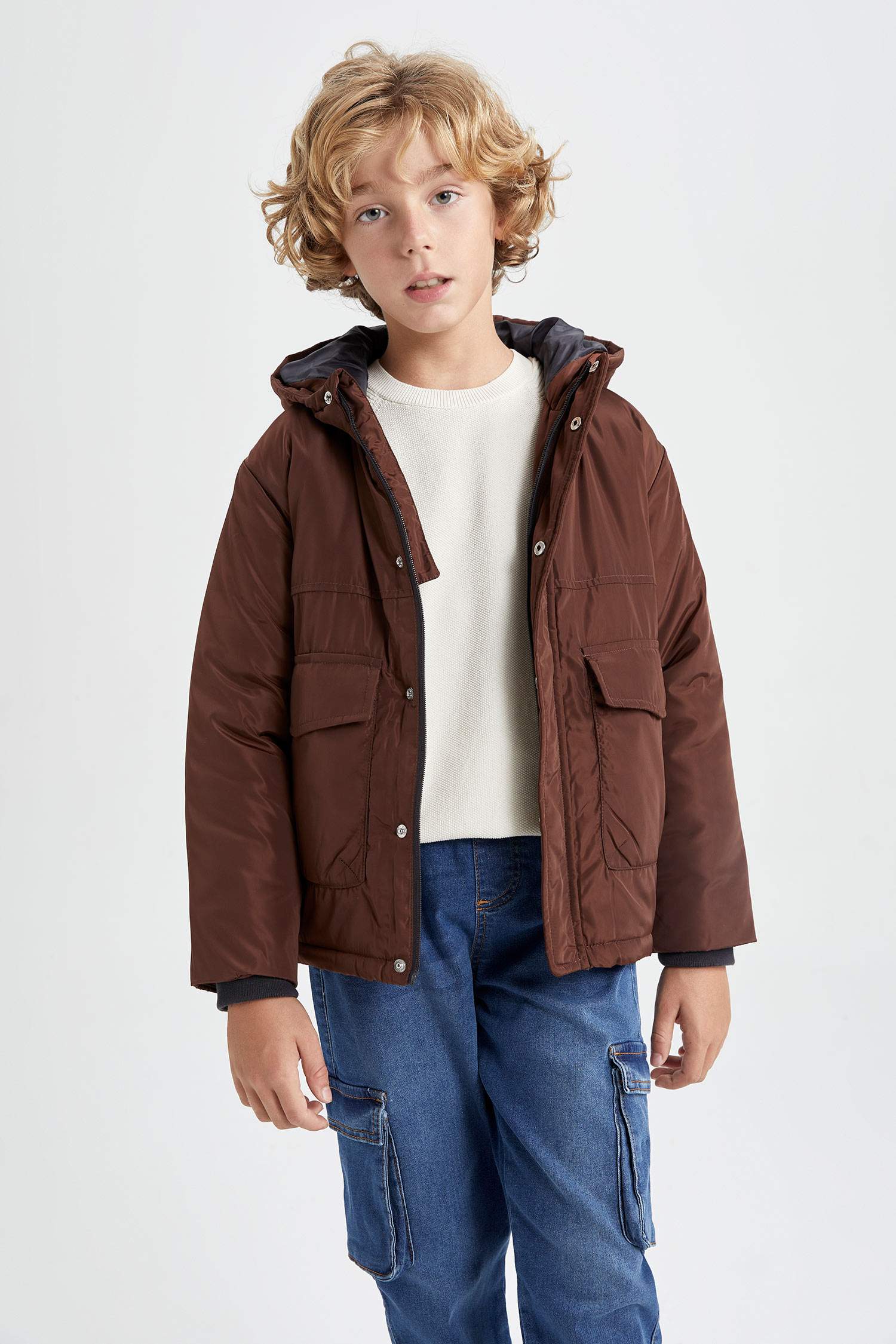 Erkek Çocuk Su İtici Kapüşonlu Mont