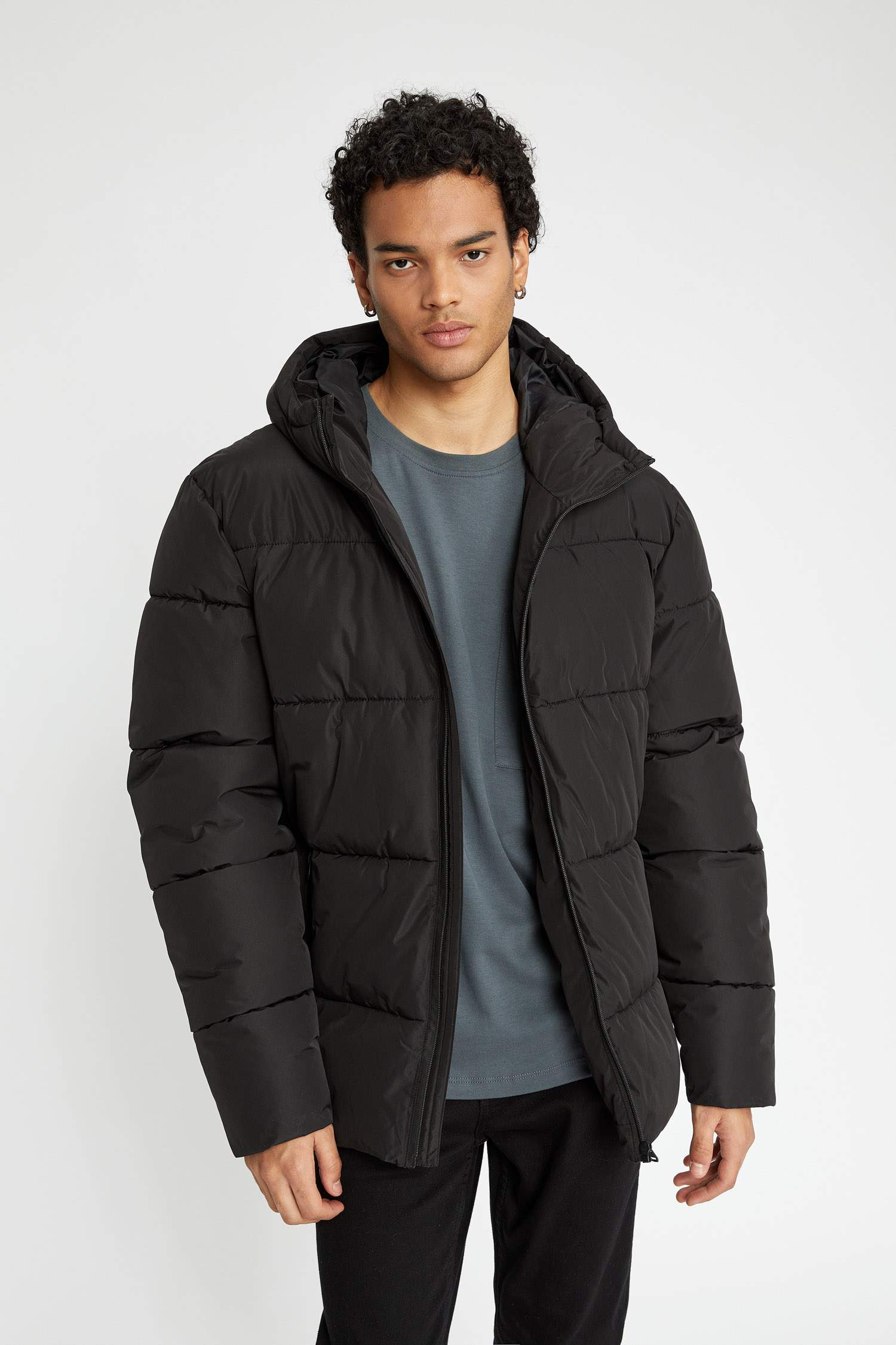 Black puff jacket clearance men