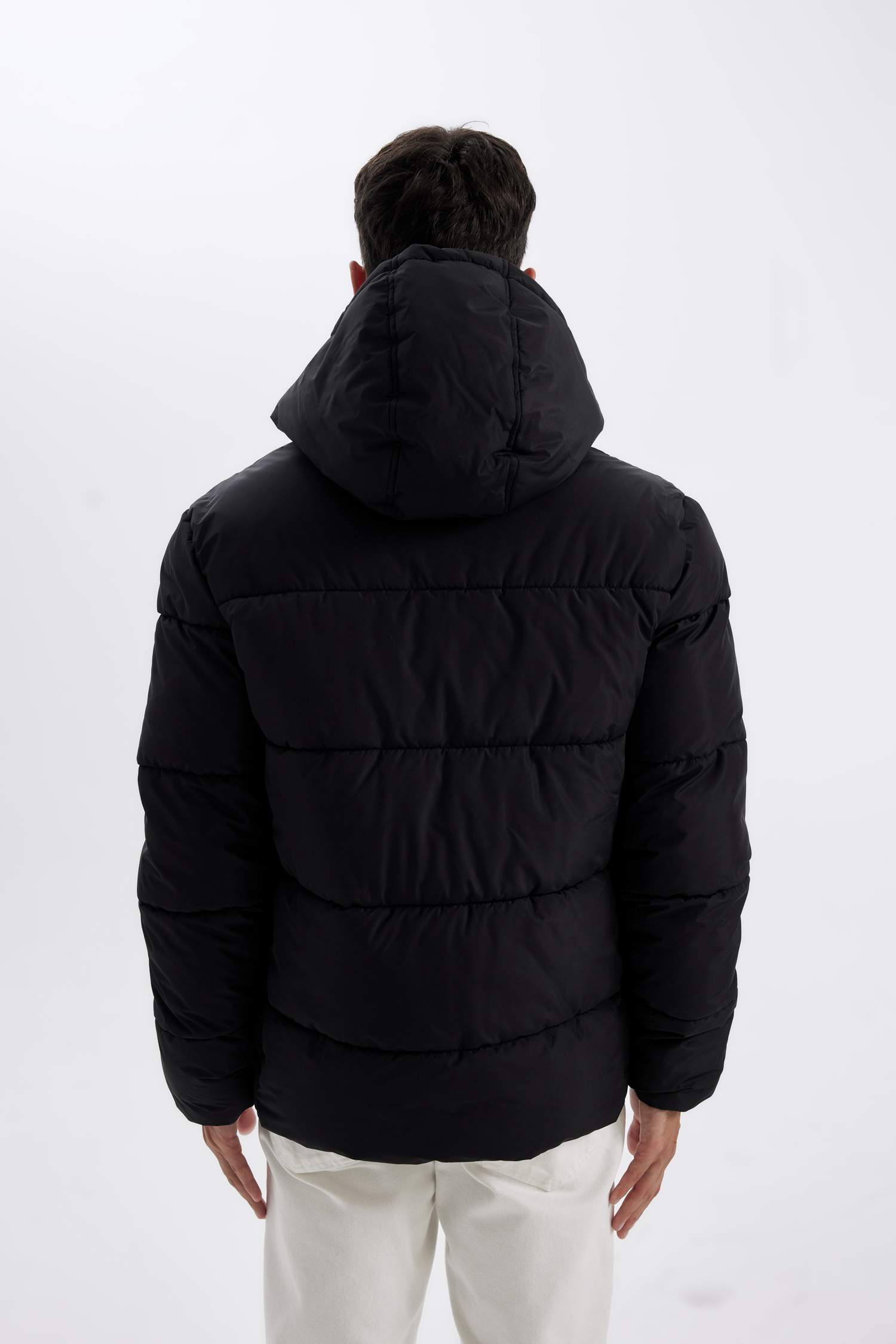 Hooded Puffer Coat Zippered Double Pocketed