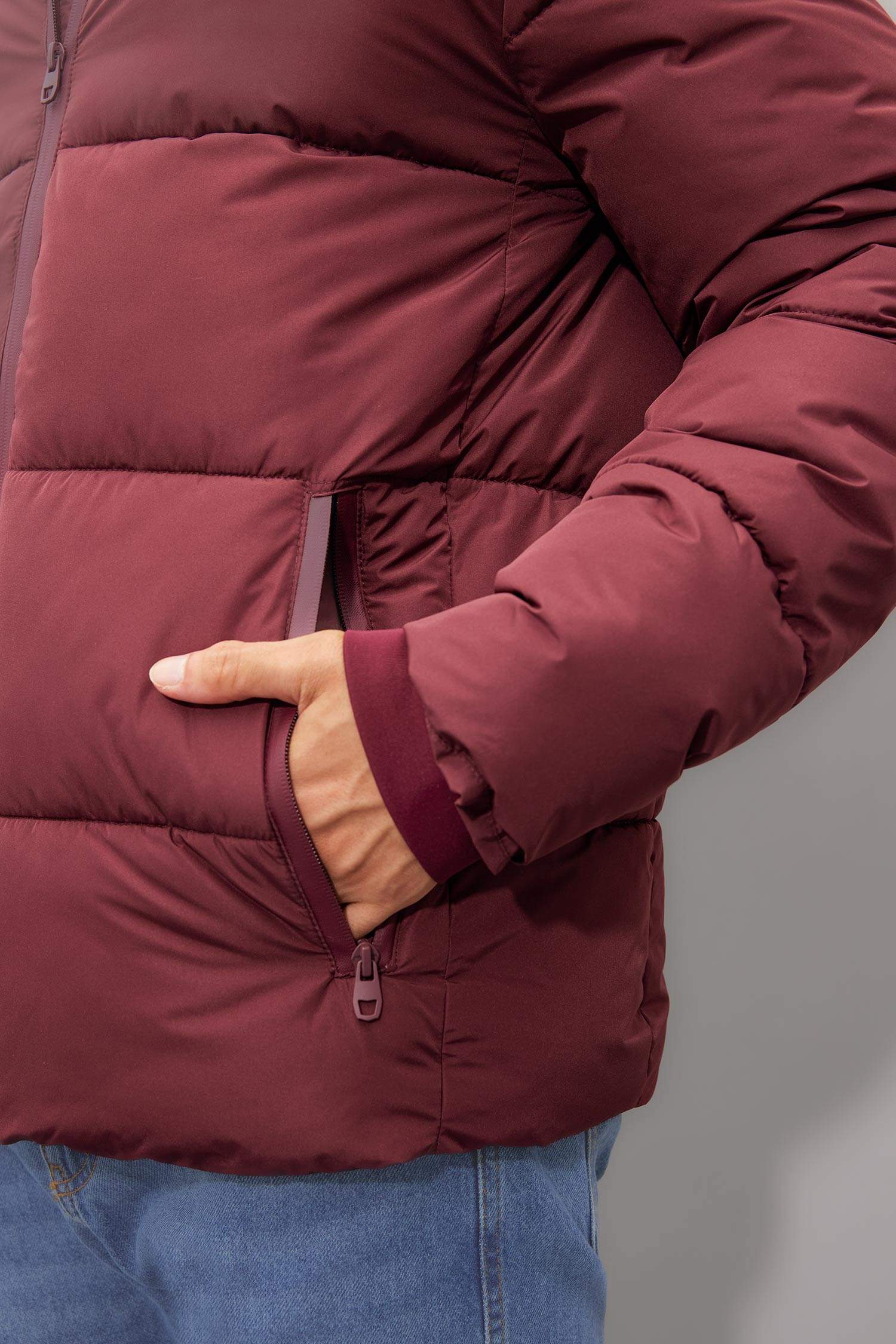 Kapüşonlu Fermuarlı Çift Cepli Şişme Mont