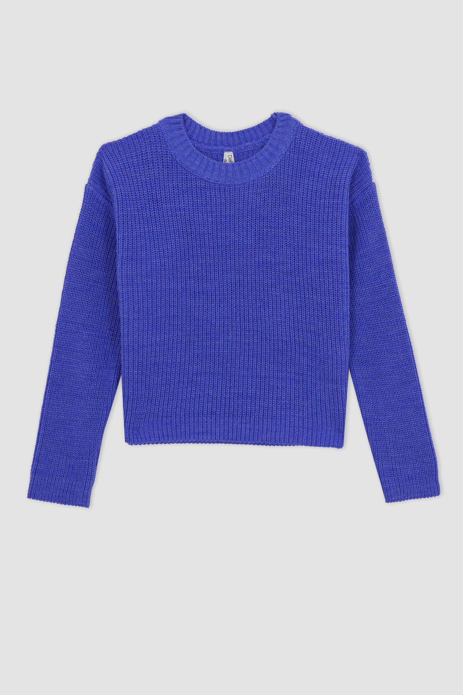Пуловер стандартного кроя с круглым вырезом для девочек