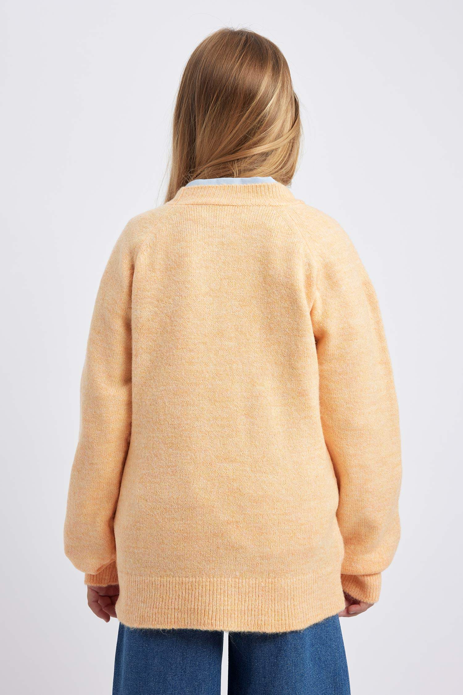 Свитер стандартного кроя с круглым вырезом для девочек