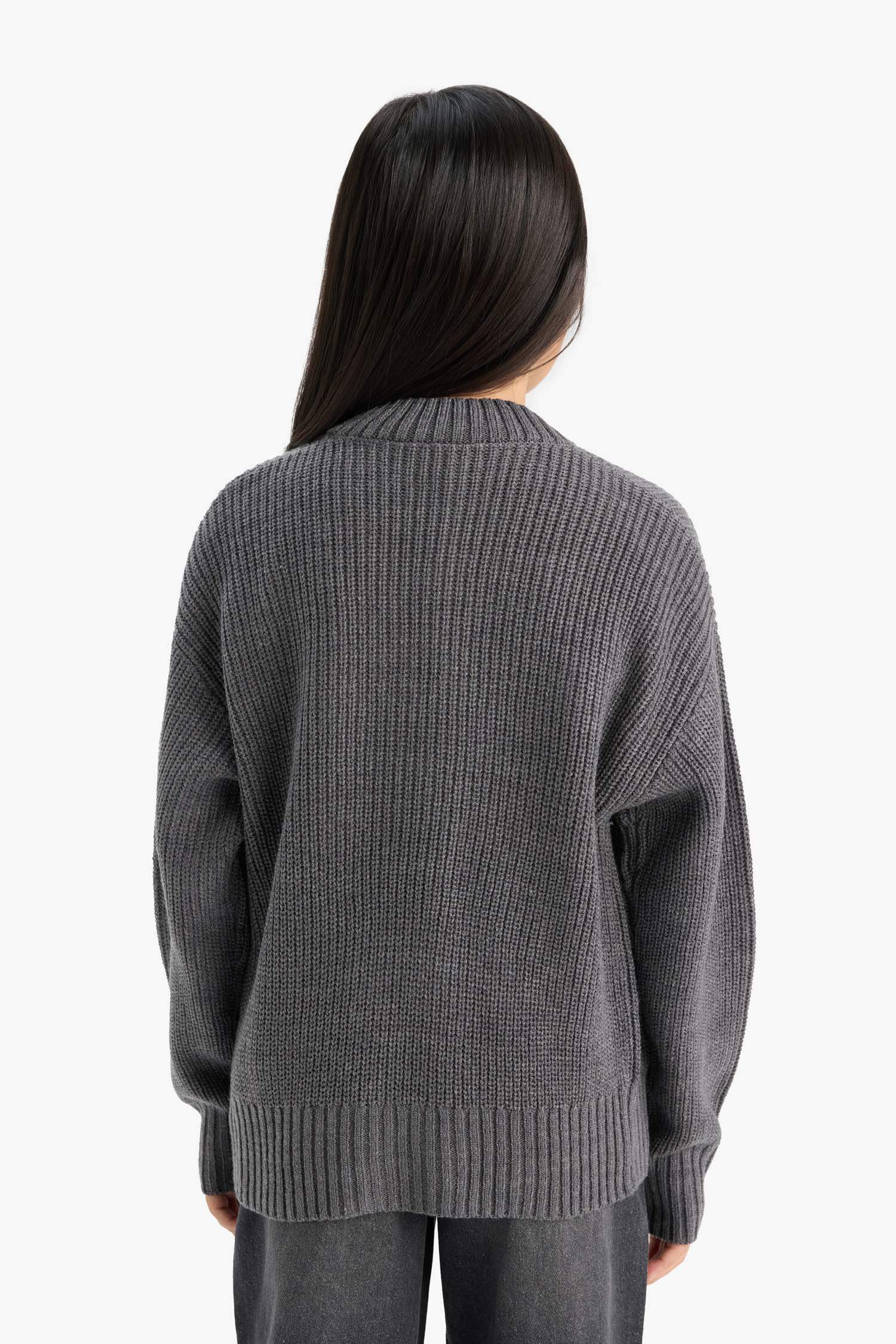 Kız Çocuk V Yaka Düğmeli Triko Hırka