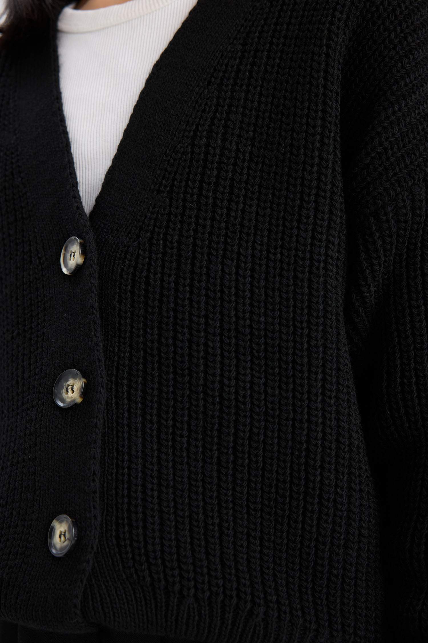 Kız Çocuk V Yaka Düğmeli Triko Hırka