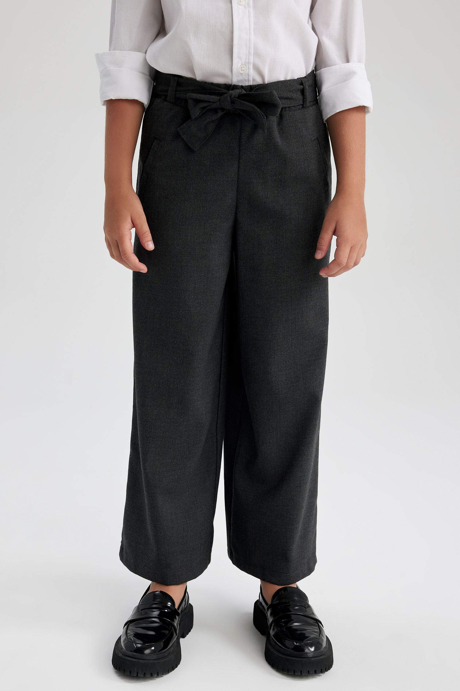 Girl Anthracite Wide Leg School Trousers