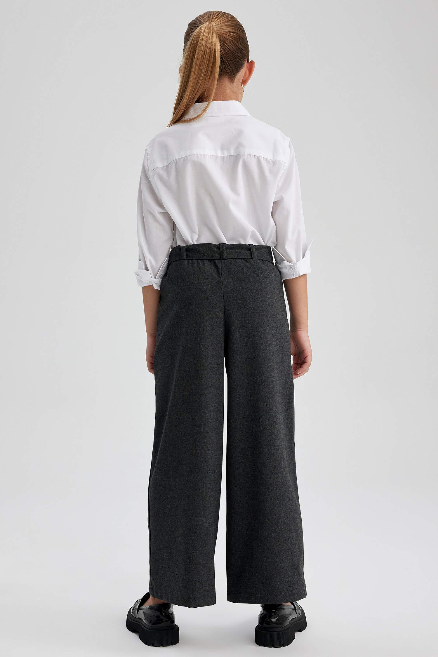 Girl Anthracite Wide Leg School Trousers