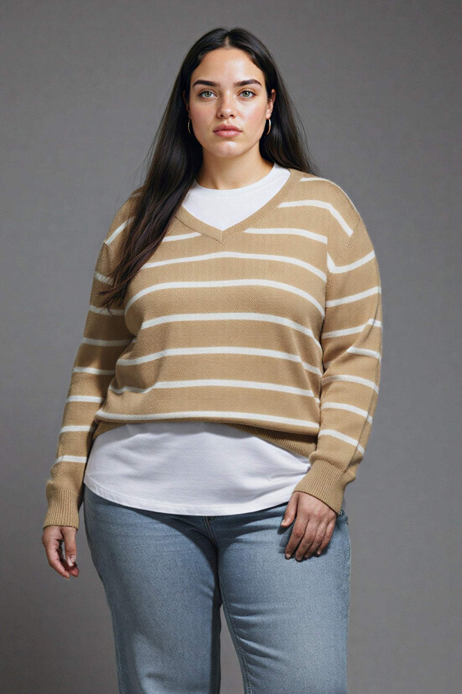 релакс пішімі v жаға трикотаж Пулловер