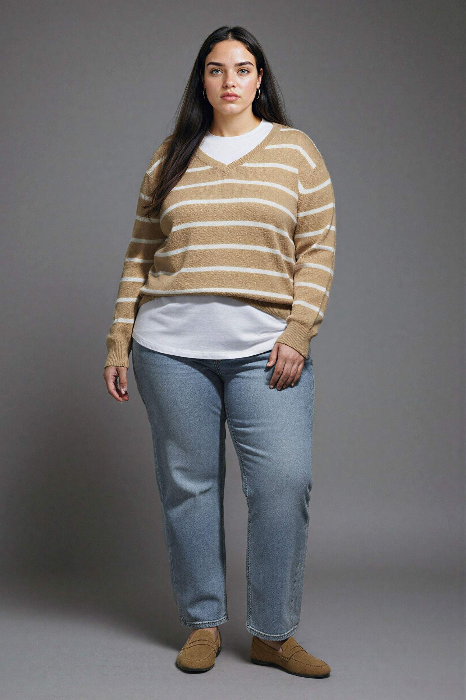 релакс пішімі v жаға трикотаж Пулловер