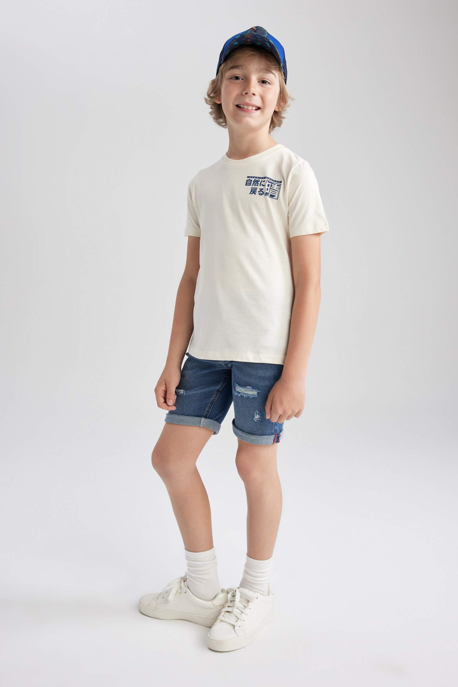 Ecru BOYS & TEENS Regular Fit Printed Short Sleeve T-Shirt 2829663 ...