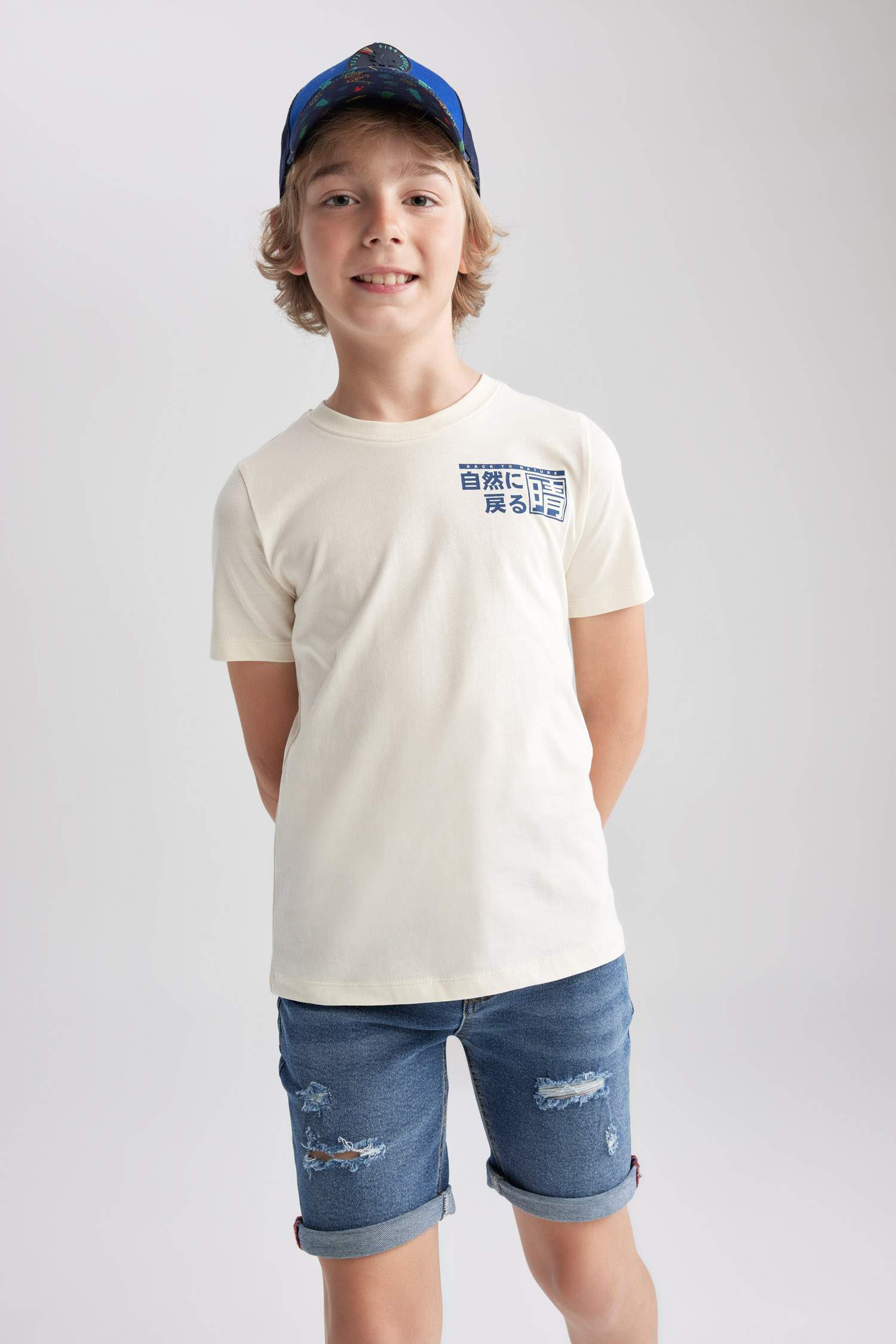 Ecru BOYS & TEENS Regular Fit Printed Short Sleeve T-Shirt 2829663 ...