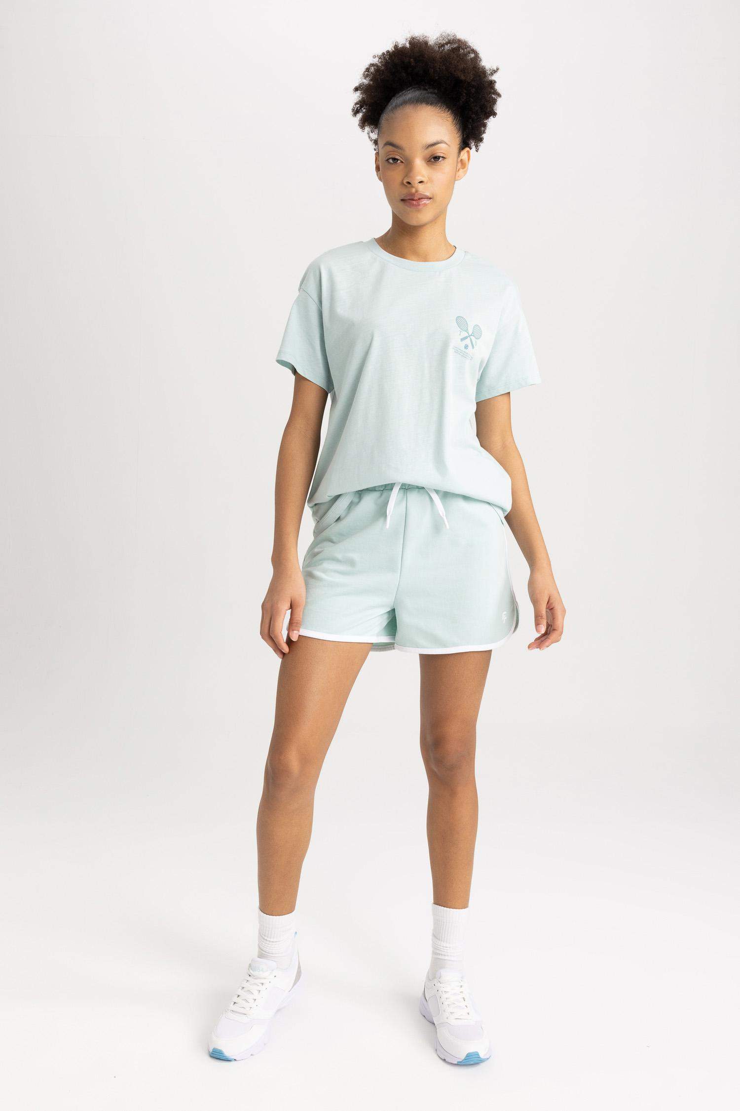 Defacto Fit Oversize Fit Slogan Printed Sports T-Shirt