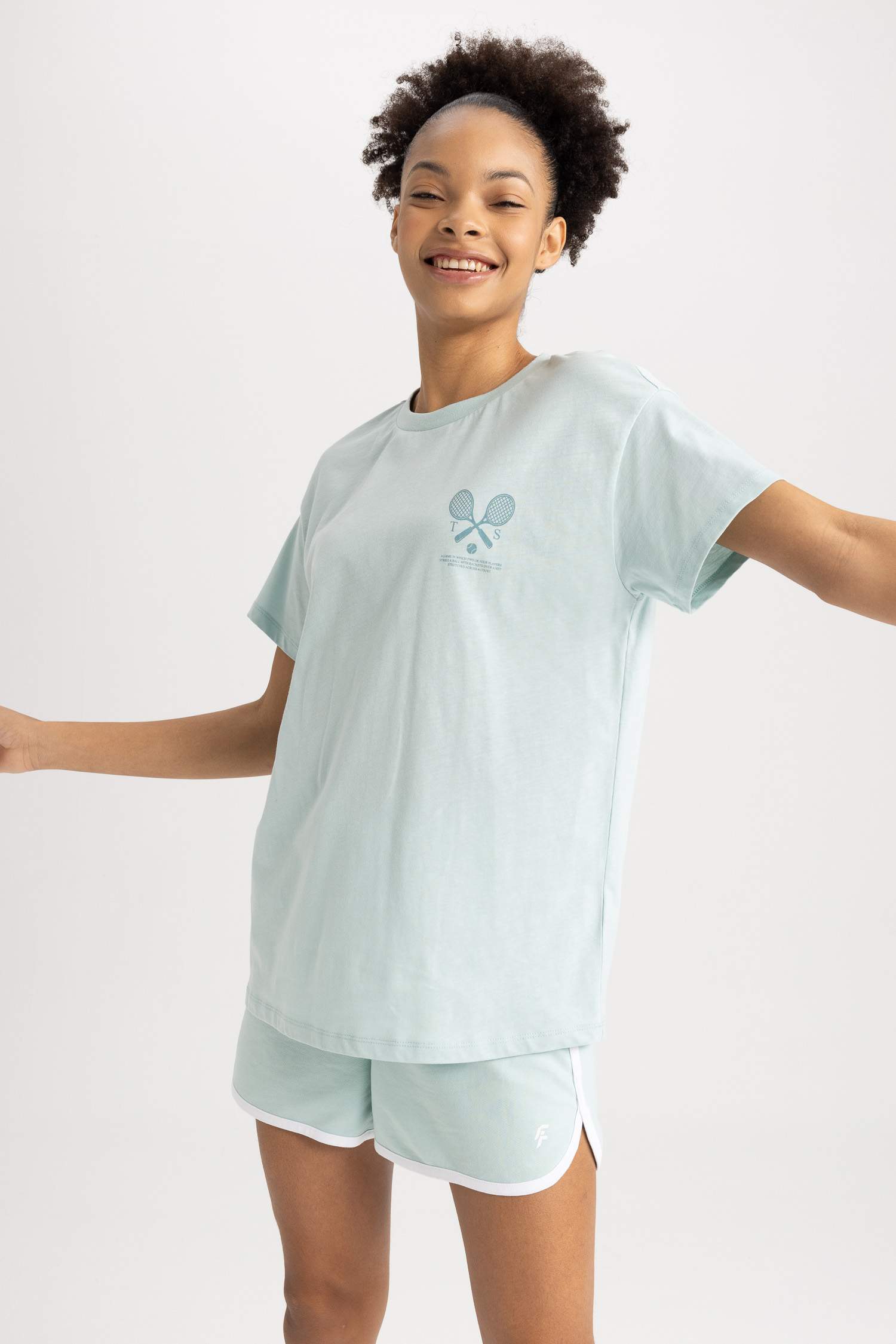 Defacto Fit Oversize Fit Slogan Printed Sports T-Shirt