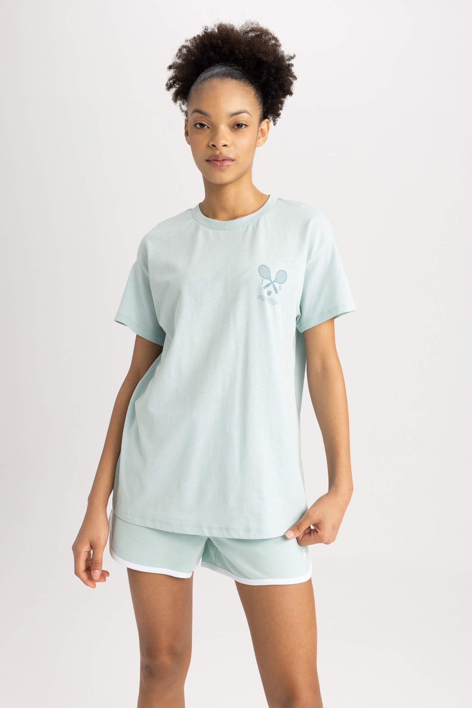 Defacto Fit Oversize Fit Slogan Printed Sports T-Shirt