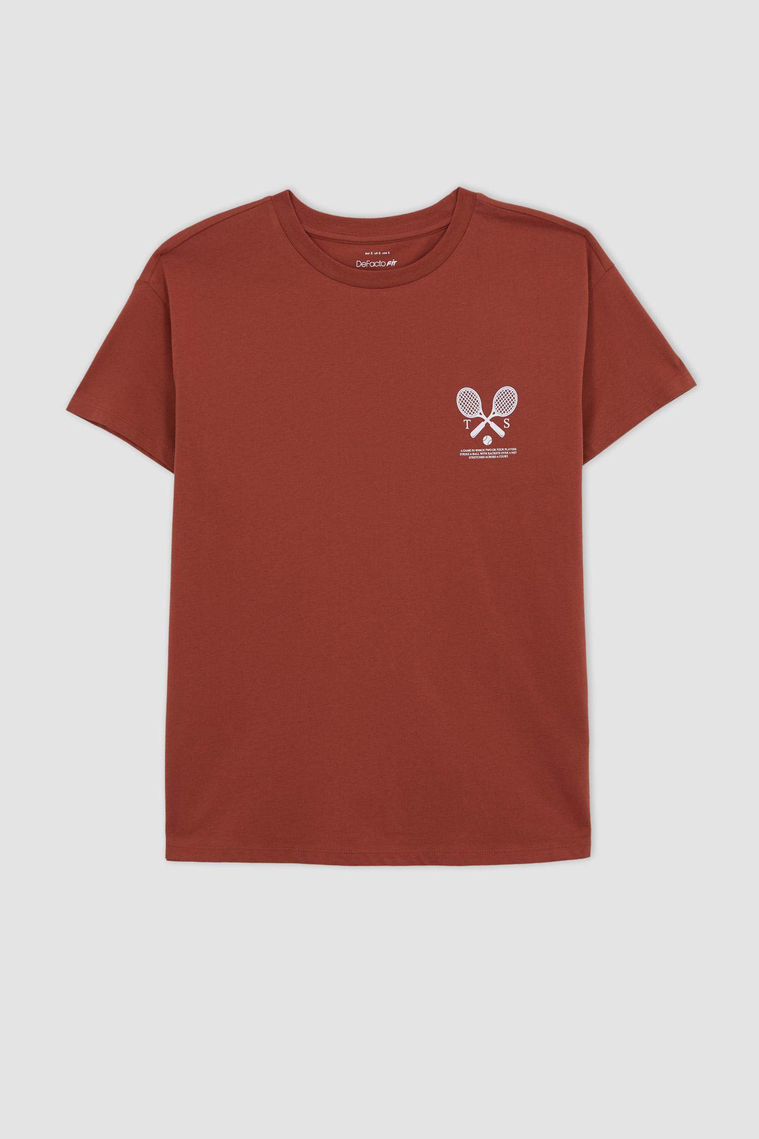 Oversize Fit  Slogan Printed Sports T-Shirt