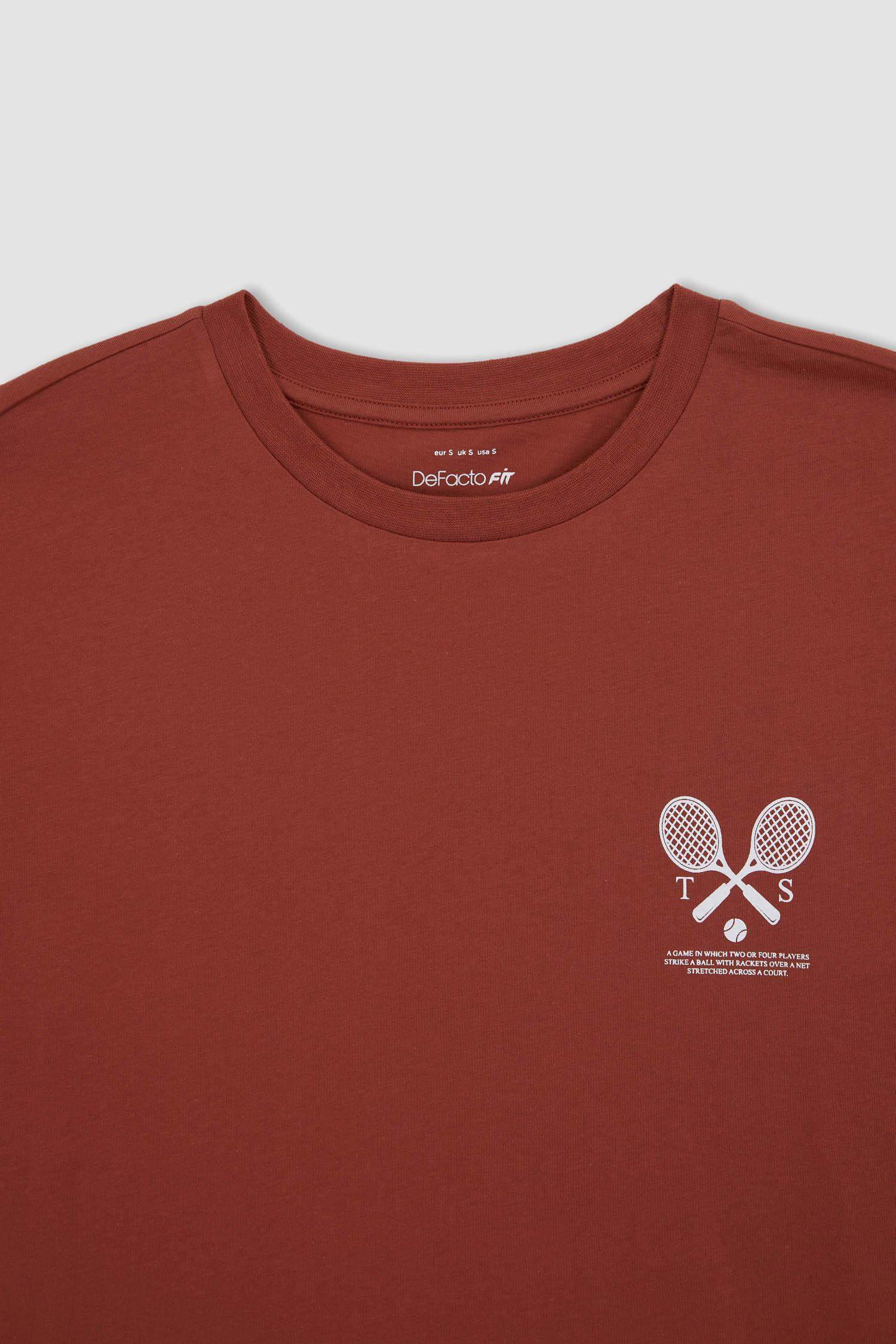 Oversize Fit  Slogan Printed Sports T-Shirt