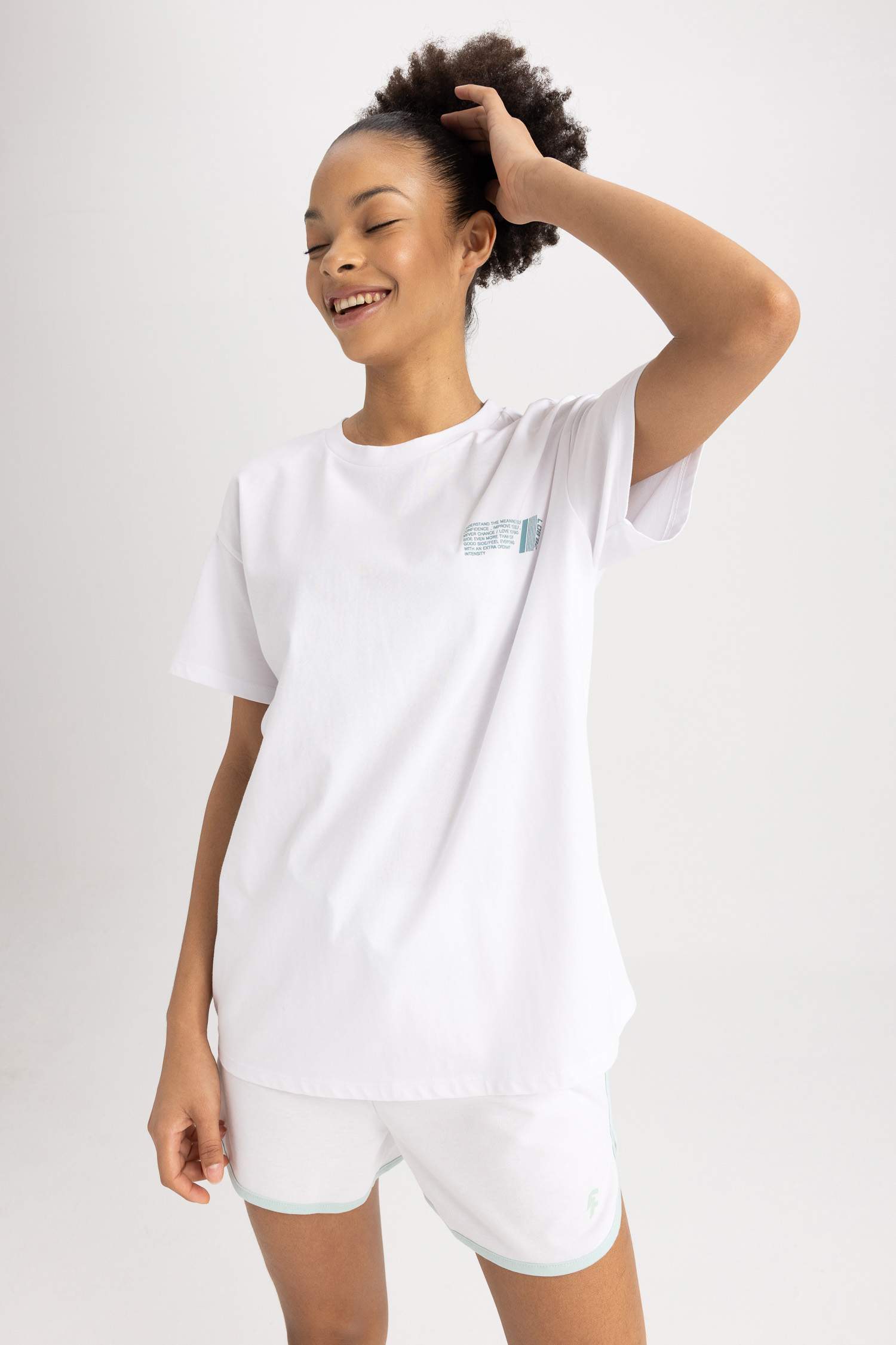 Oversize Fit Crew Neck Printed Cotton T-Shirt
