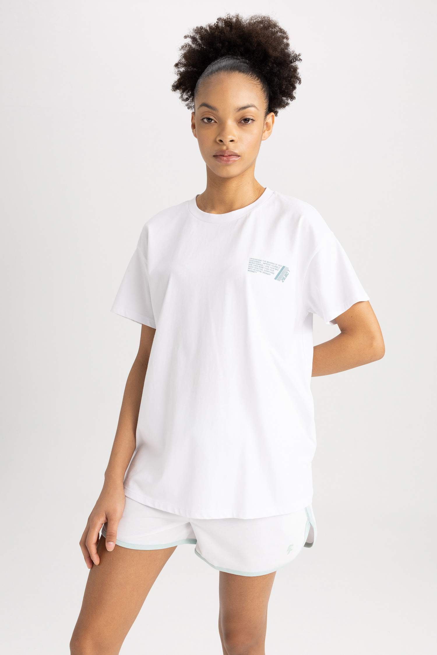 Oversize Fit Crew Neck Printed Cotton T-Shirt