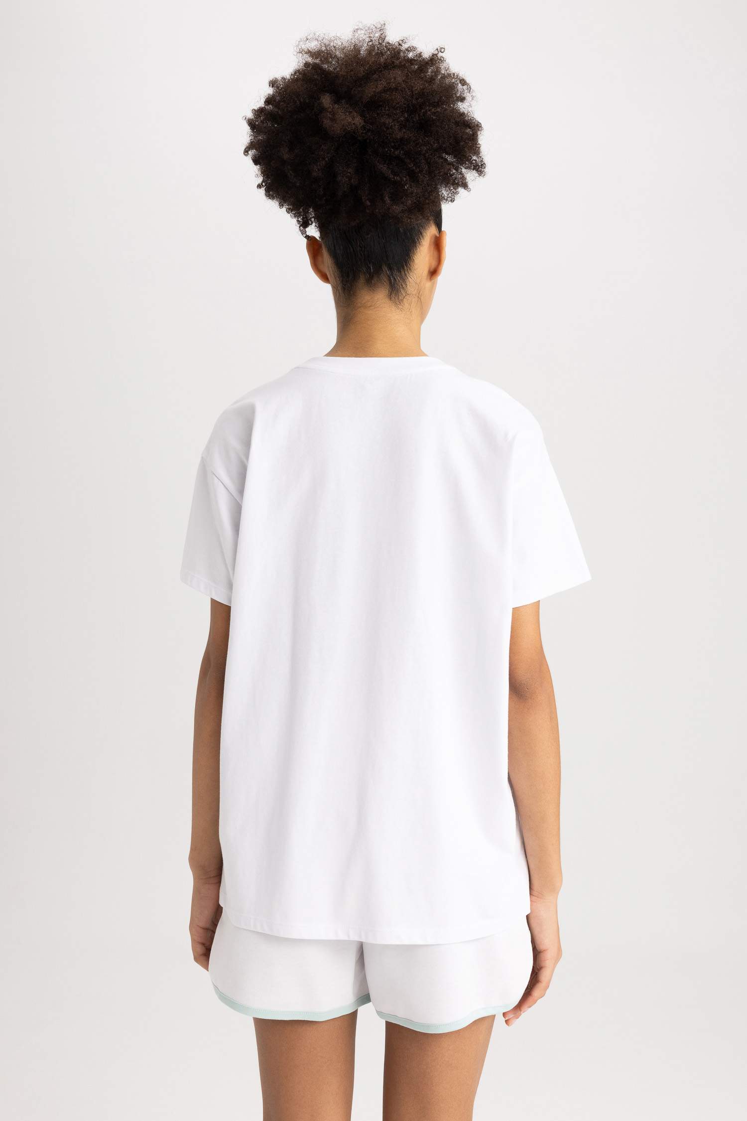 Oversize Fit Crew Neck Printed Cotton T-Shirt