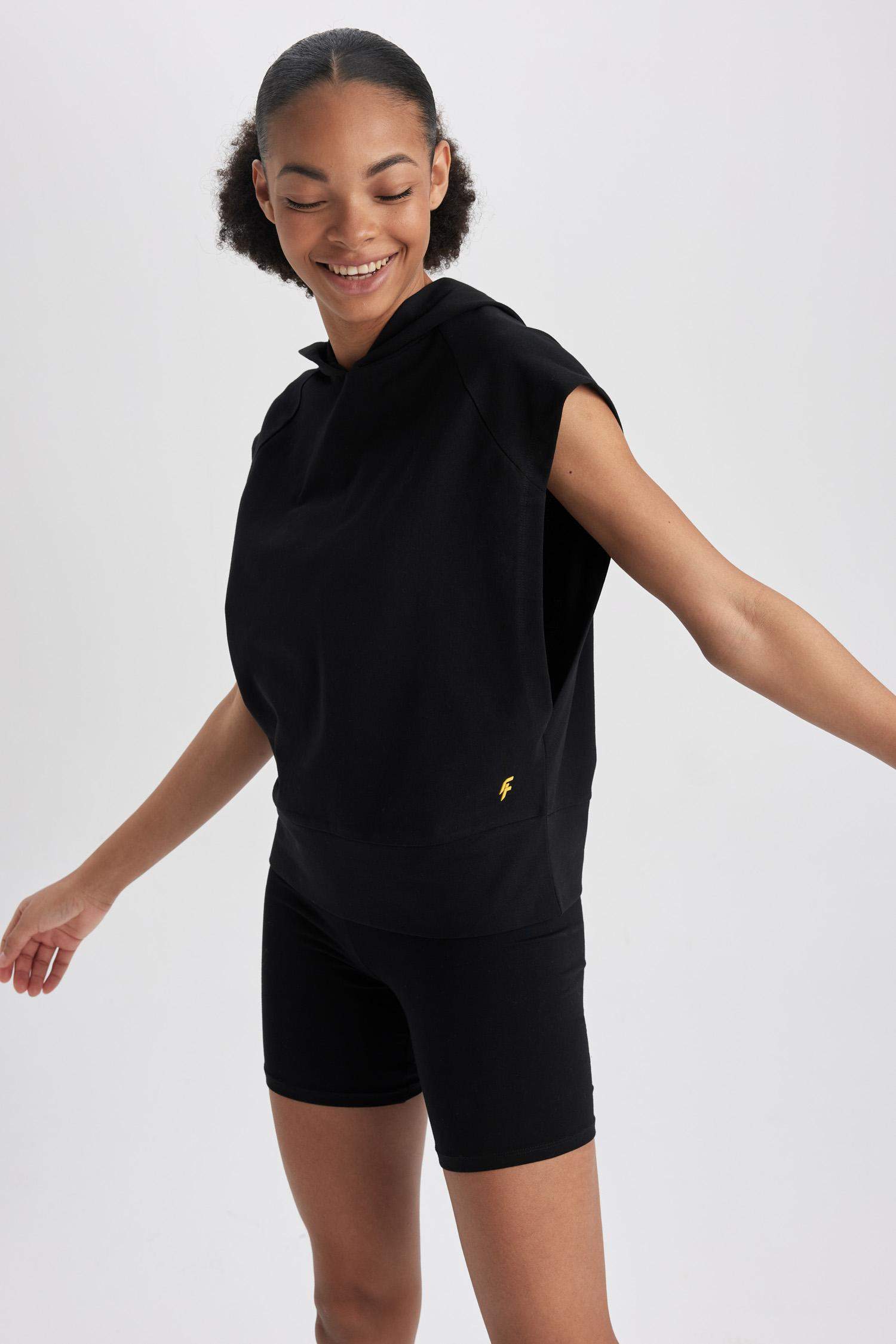 DeFactoFit Oversize Fit Hooded Sports Cotton Tank Top