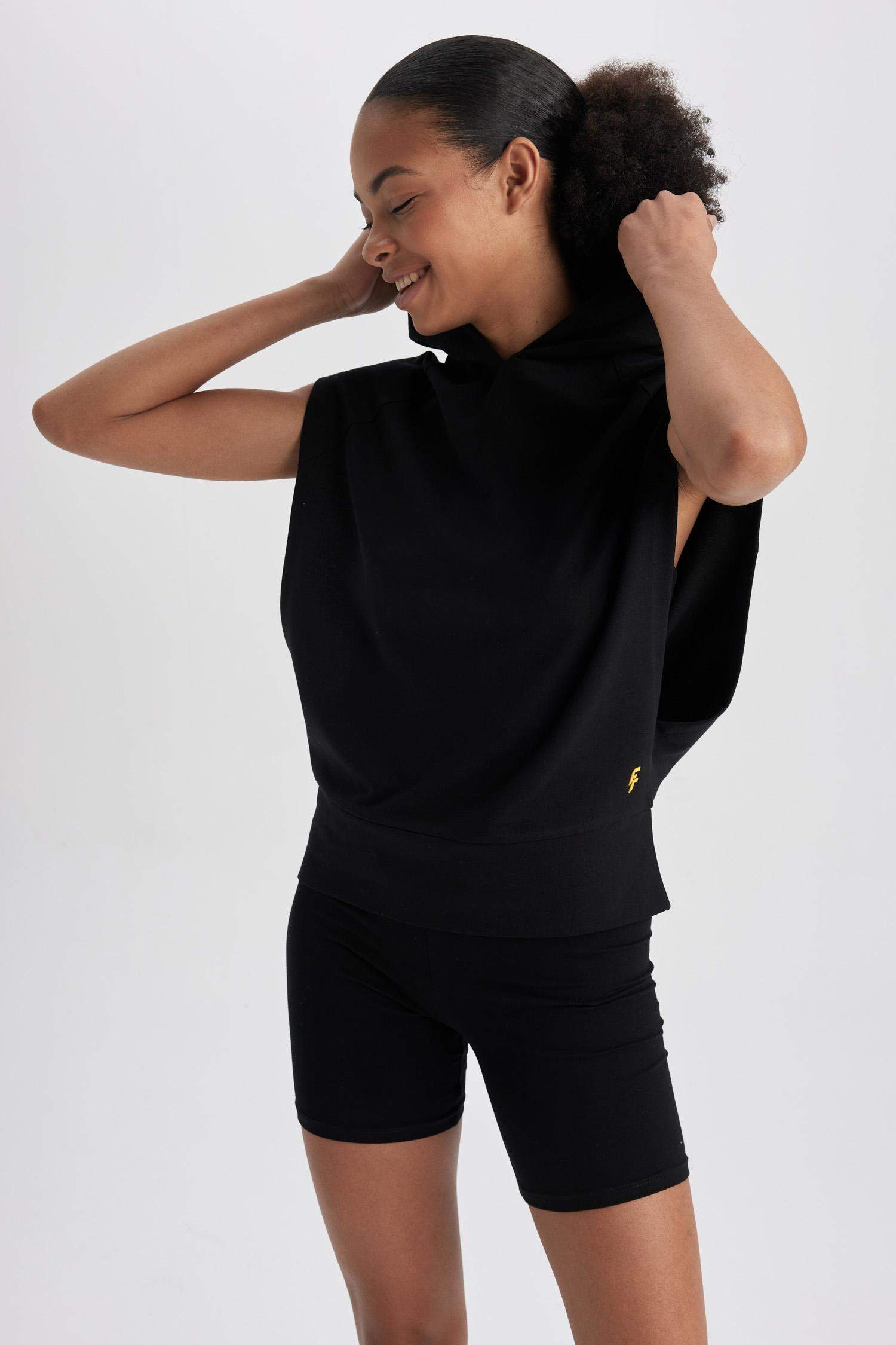 DeFactoFit Oversize Fit Hooded Sports Cotton Tank Top