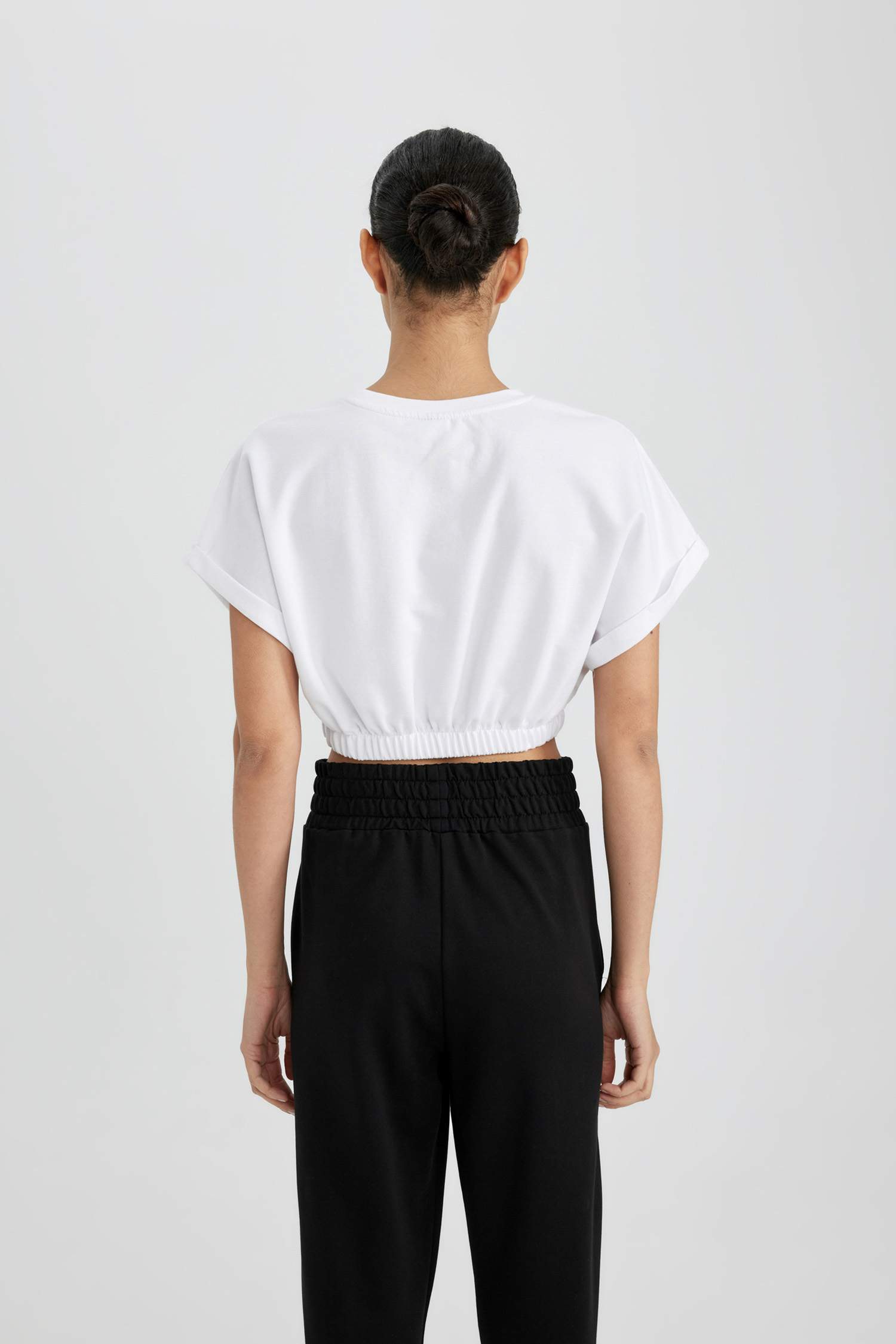 Defacto Fit Crop Crew Neck Slogan Printed Sportsman Short Sleeve T-Shirt